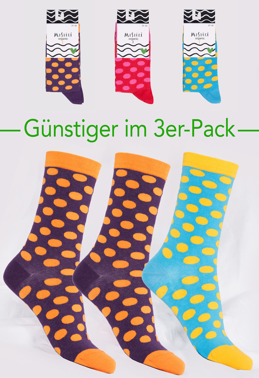 3-pack mix - socks made from organic cotton mix - Yofi Tofi Dots 3-pack mix - socks made from organic cotton mix - Yofi Tofi Dots