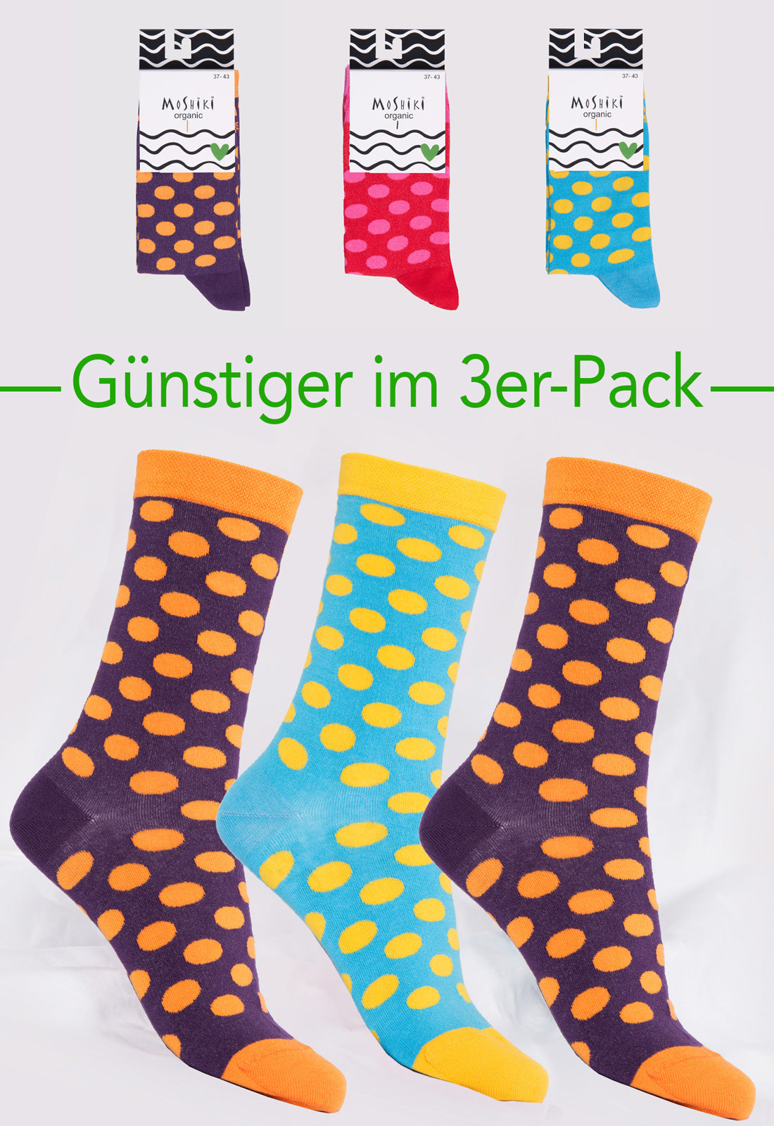 3-pack mix - socks made from organic cotton mix - Yofi Tofi Dots 3-pack mix - socks made from organic cotton mix - Yofi Tofi Dots