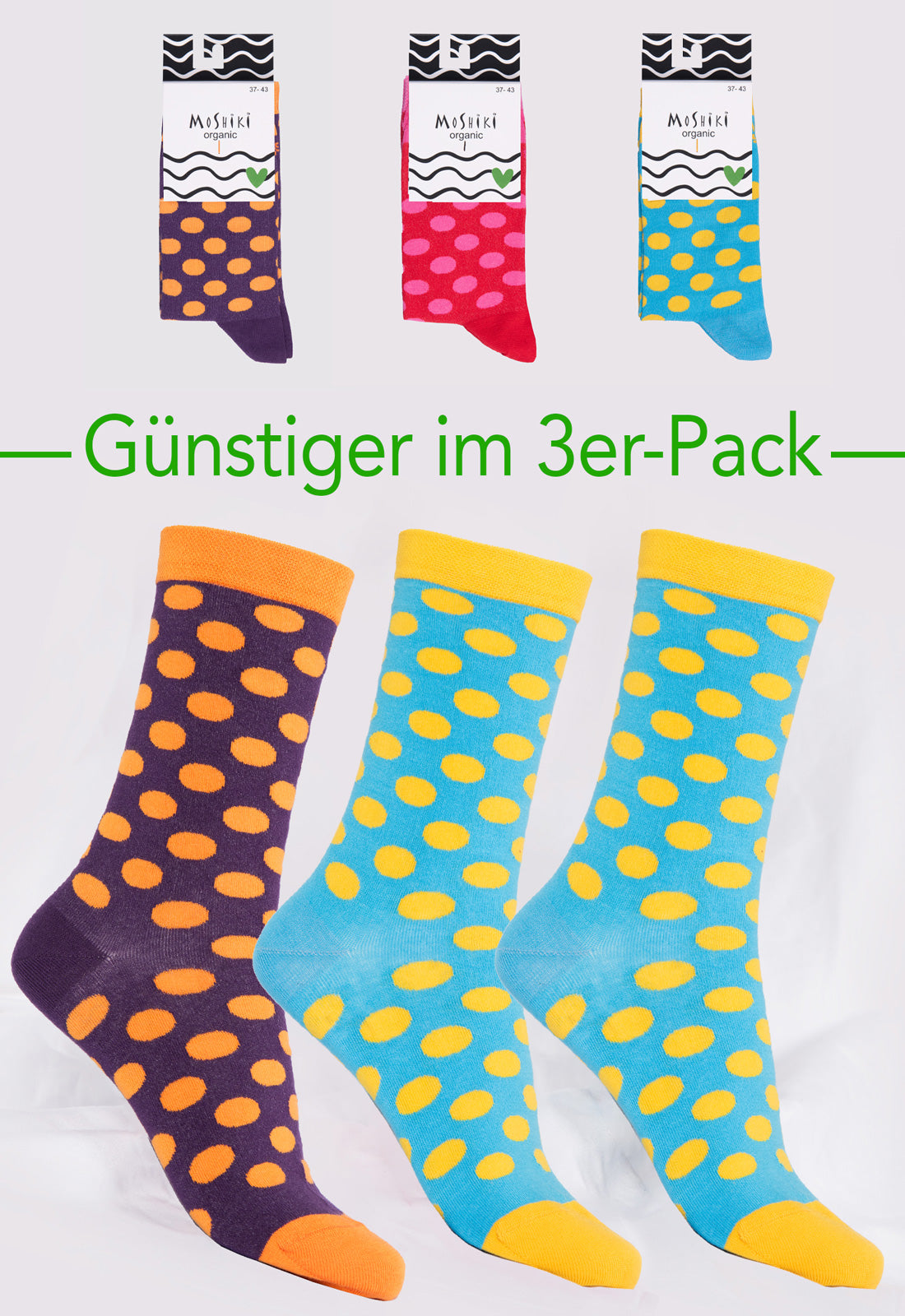 3-pack mix - socks made from organic cotton mix - Yofi Tofi Dots 3-pack mix - socks made from organic cotton mix - Yofi Tofi Dots