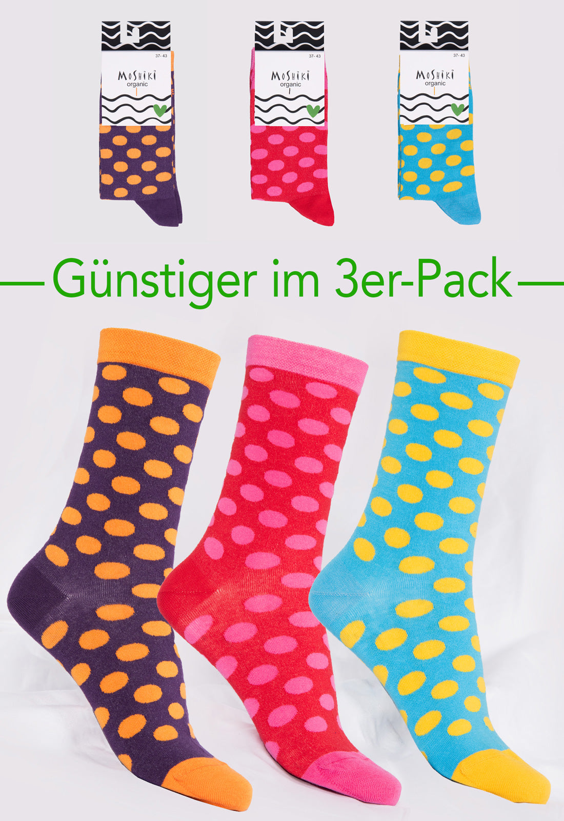 3-pack mix - socks made from organic cotton mix - Yofi Tofi Dots 3-pack mix - socks made from organic cotton mix - Yofi Tofi Dots