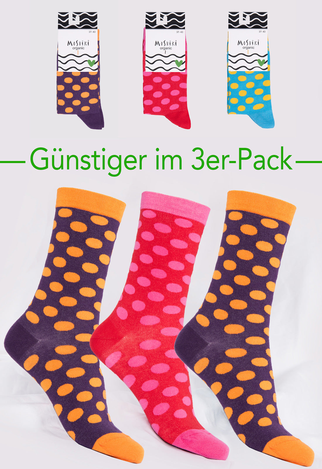 3-pack mix - socks made from organic cotton mix - Yofi Tofi Dots 3-pack mix - socks made from organic cotton mix - Yofi Tofi Dots