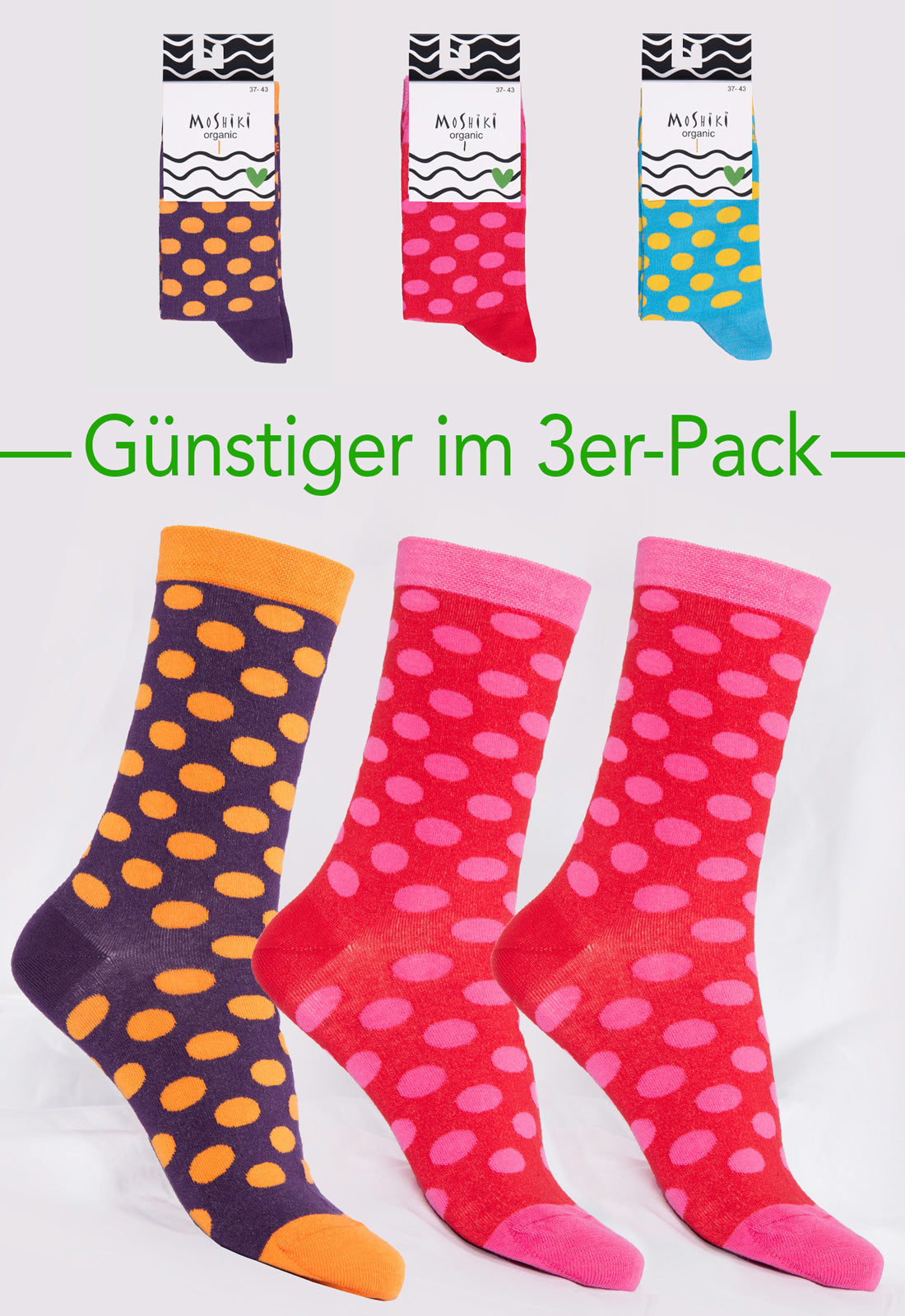 3-pack mix - socks made from organic cotton mix - Yofi Tofi Dots 3-pack mix - socks made from organic cotton mix - Yofi Tofi Dots