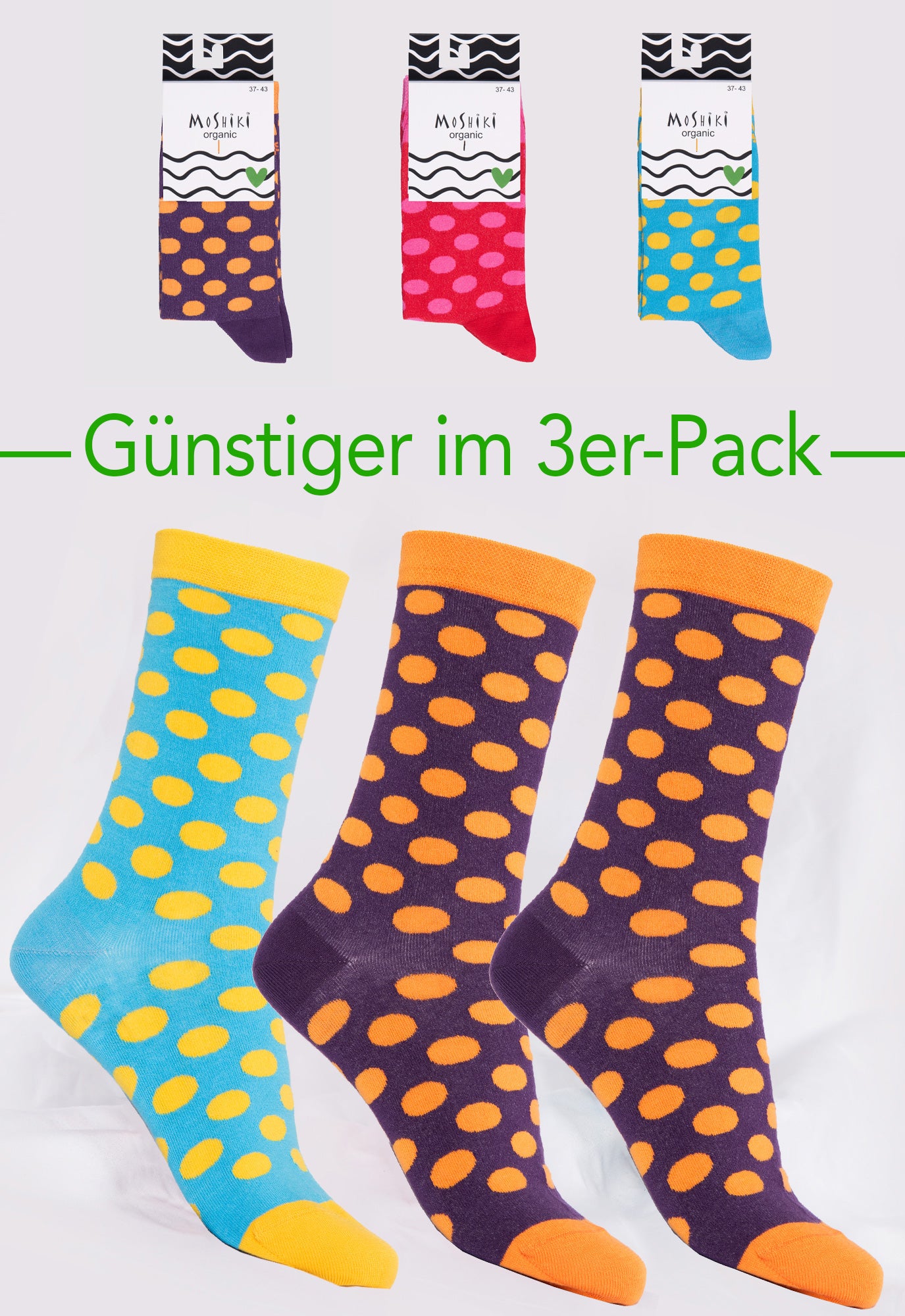 3-pack mix - socks made from organic cotton mix - Yofi Tofi Dots 3-pack mix - socks made from organic cotton mix - Yofi Tofi Dots