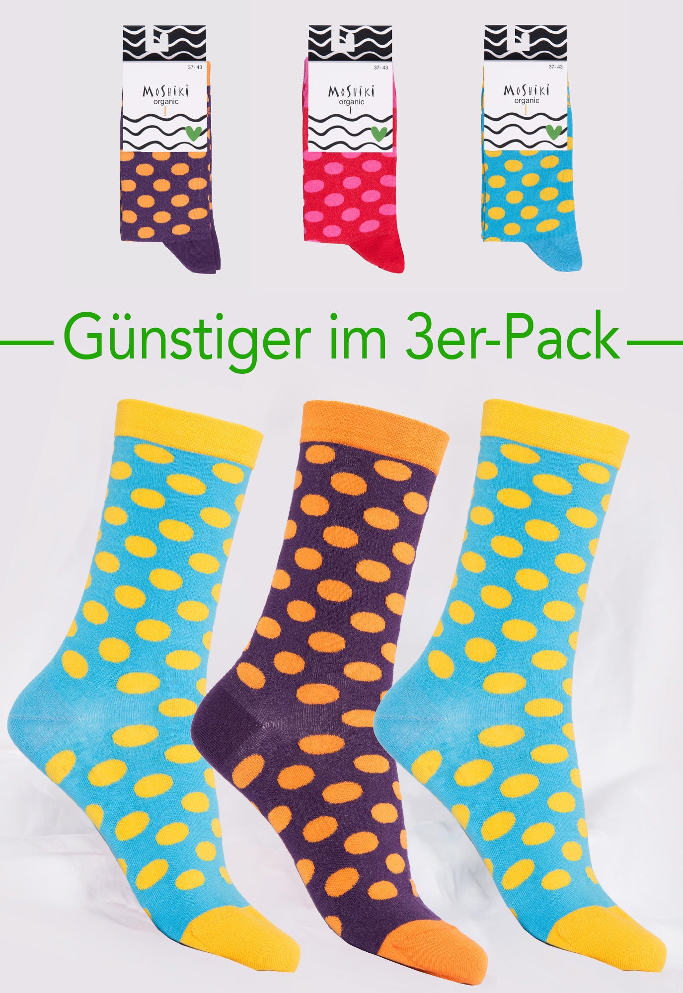 3-pack mix - socks made from organic cotton mix - Yofi Tofi Dots 3-pack mix - socks made from organic cotton mix - Yofi Tofi Dots