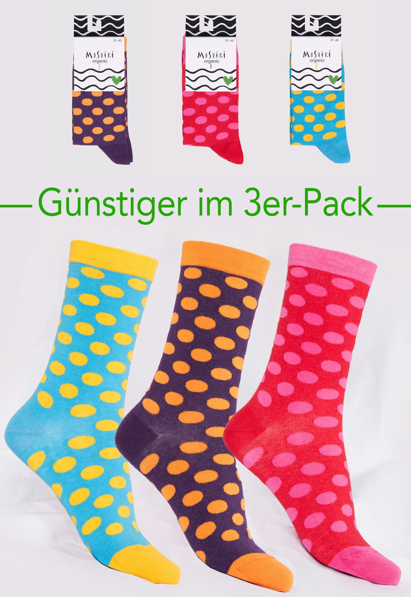3-pack mix - socks made from organic cotton mix - Yofi Tofi Dots 3-pack mix - socks made from organic cotton mix - Yofi Tofi Dots