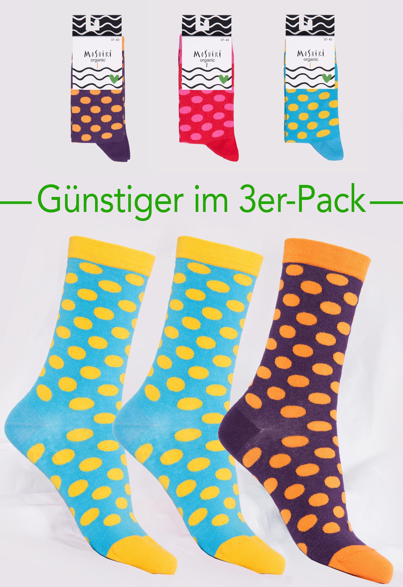 3-pack mix - socks made from organic cotton mix - Yofi Tofi Dots 3-pack mix - socks made from organic cotton mix - Yofi Tofi Dots