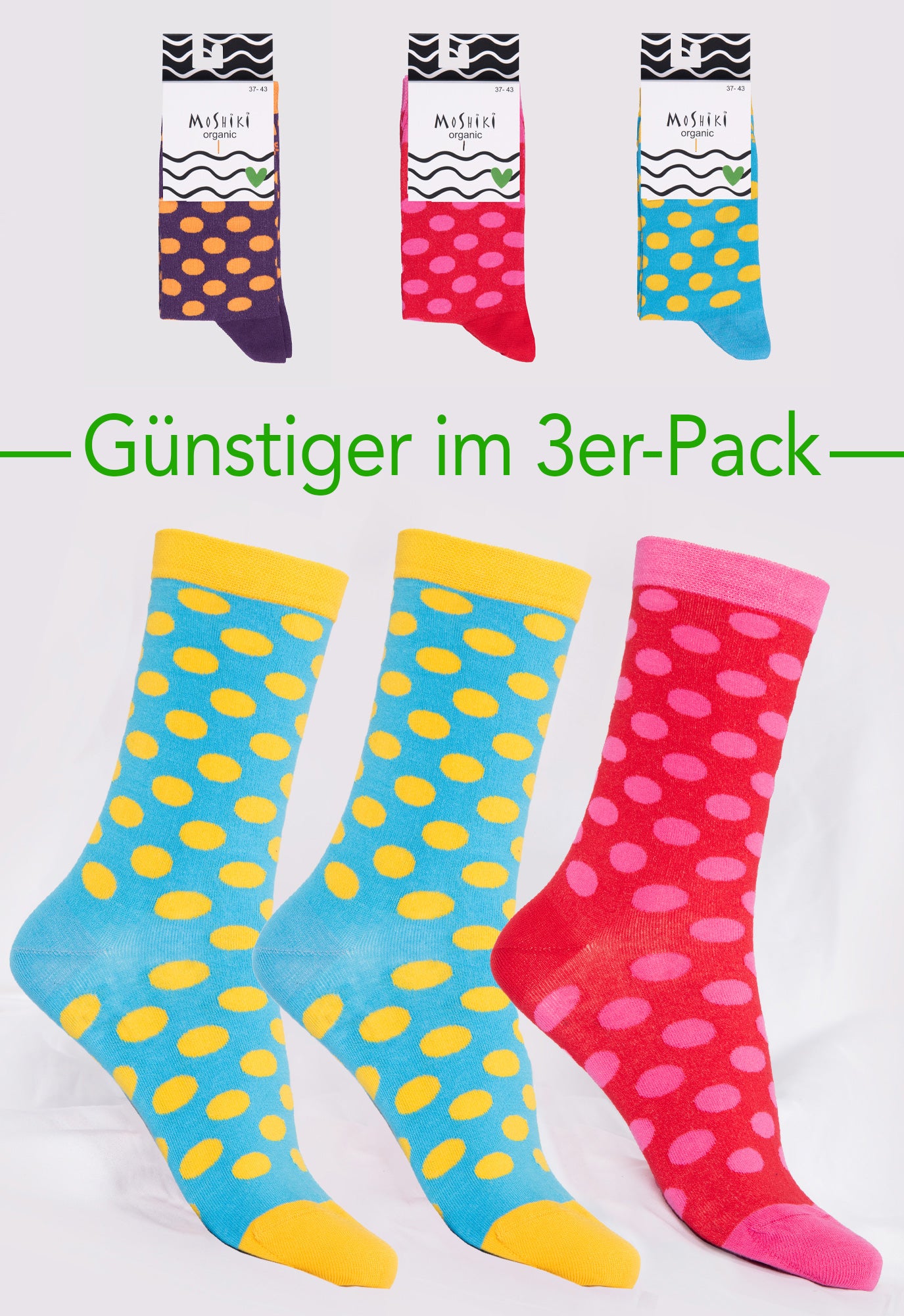 3-pack mix - socks made from organic cotton mix - Yofi Tofi Dots 3-pack mix - socks made from organic cotton mix - Yofi Tofi Dots