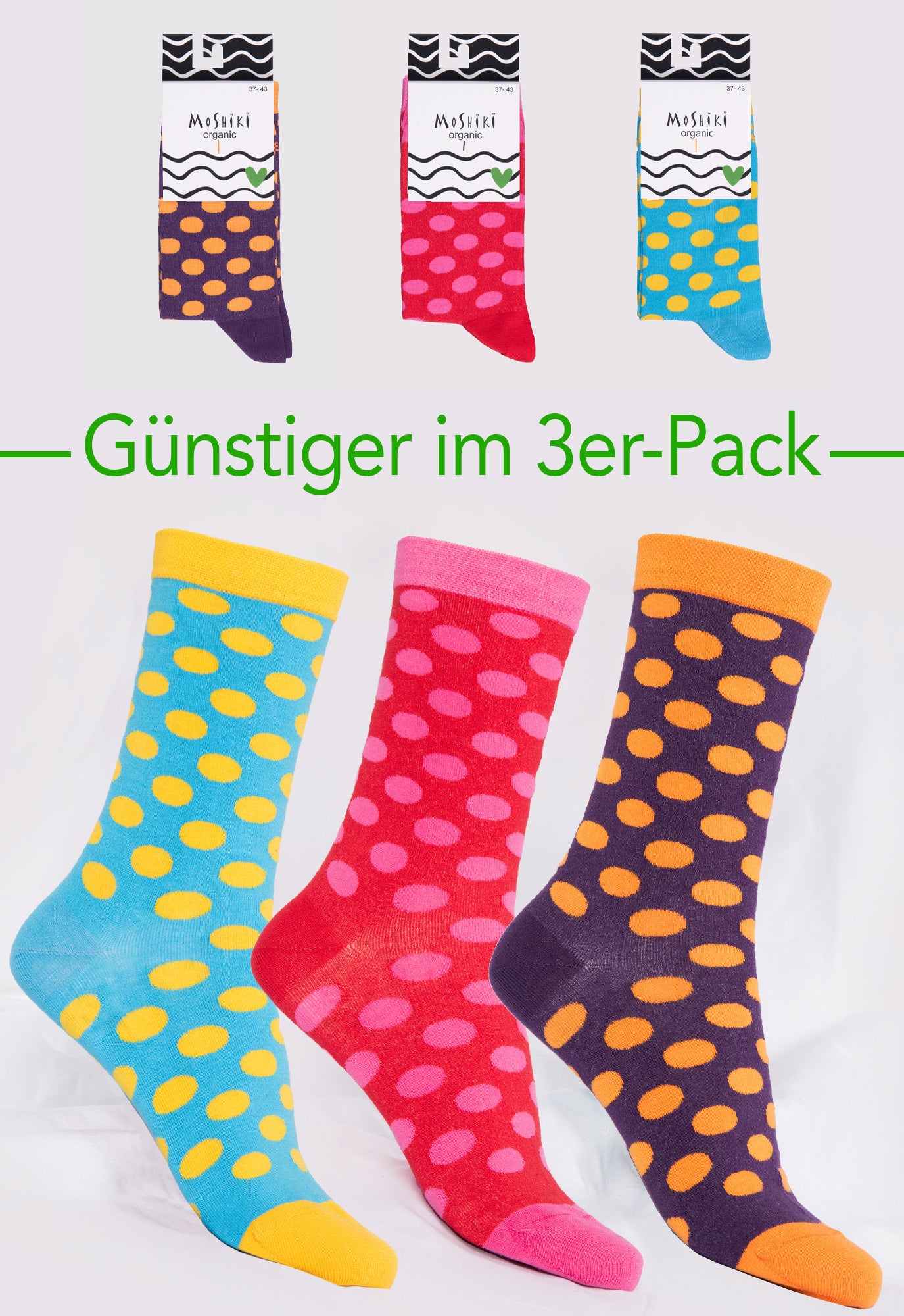 3-pack mix - socks made from organic cotton mix - Yofi Tofi Dots 3-pack mix - socks made from organic cotton mix - Yofi Tofi Dots
