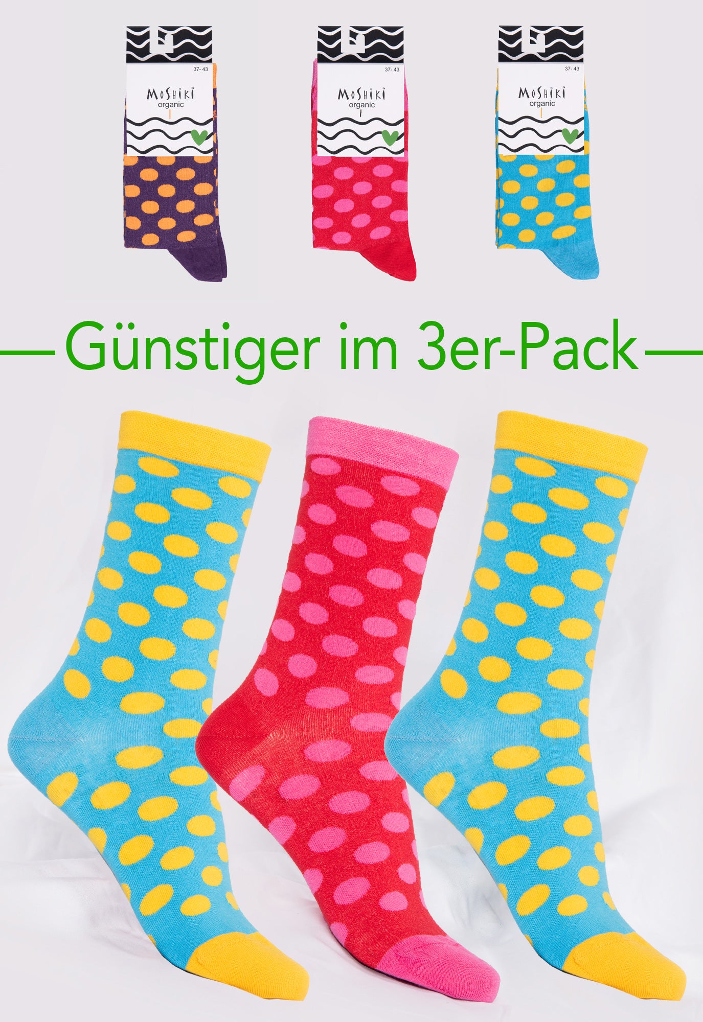 3-pack mix - socks made from organic cotton mix - Yofi Tofi Dots 3-pack mix - socks made from organic cotton mix - Yofi Tofi Dots