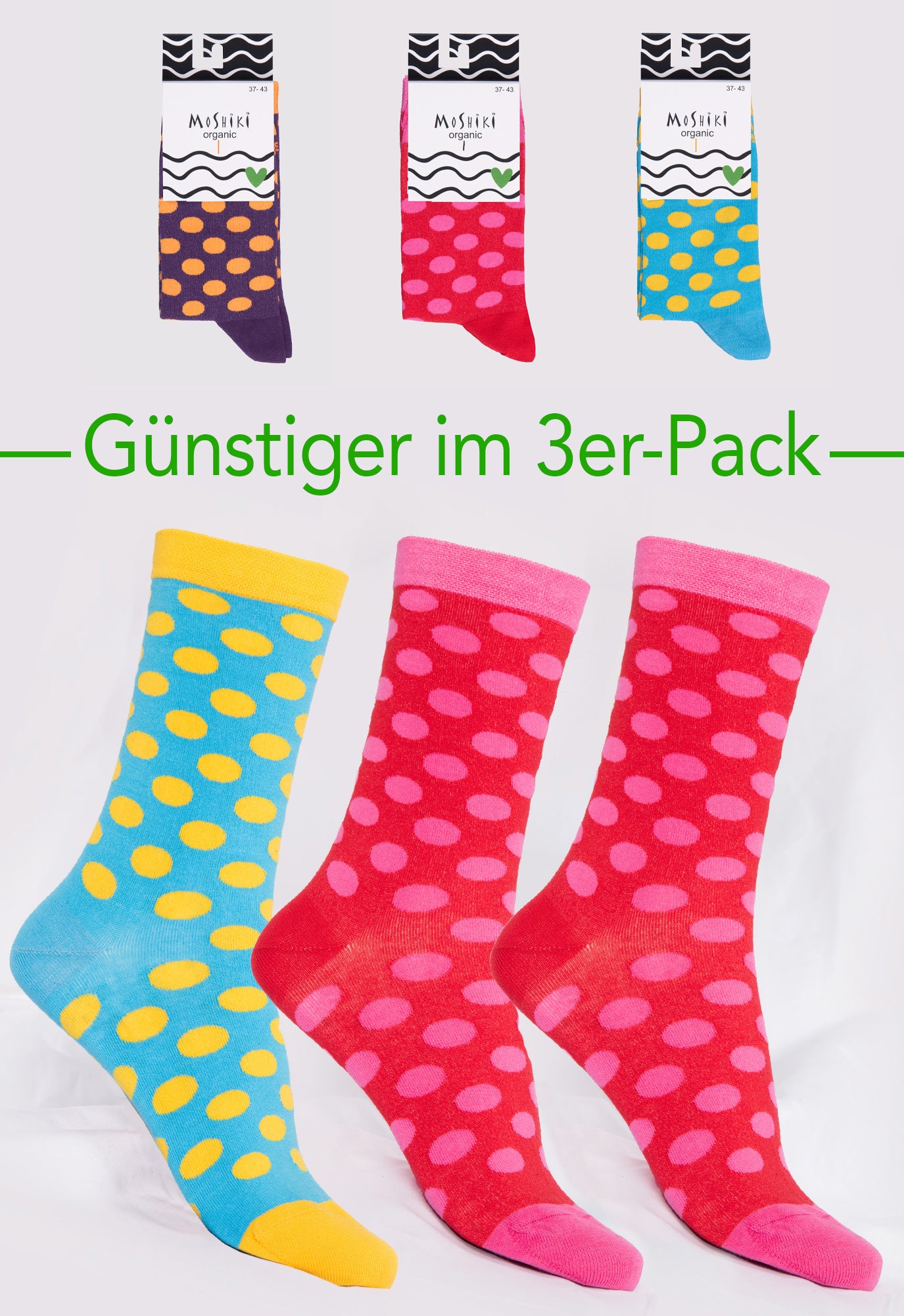 3-pack mix - socks made from organic cotton mix - Yofi Tofi Dots 3-pack mix - socks made from organic cotton mix - Yofi Tofi Dots