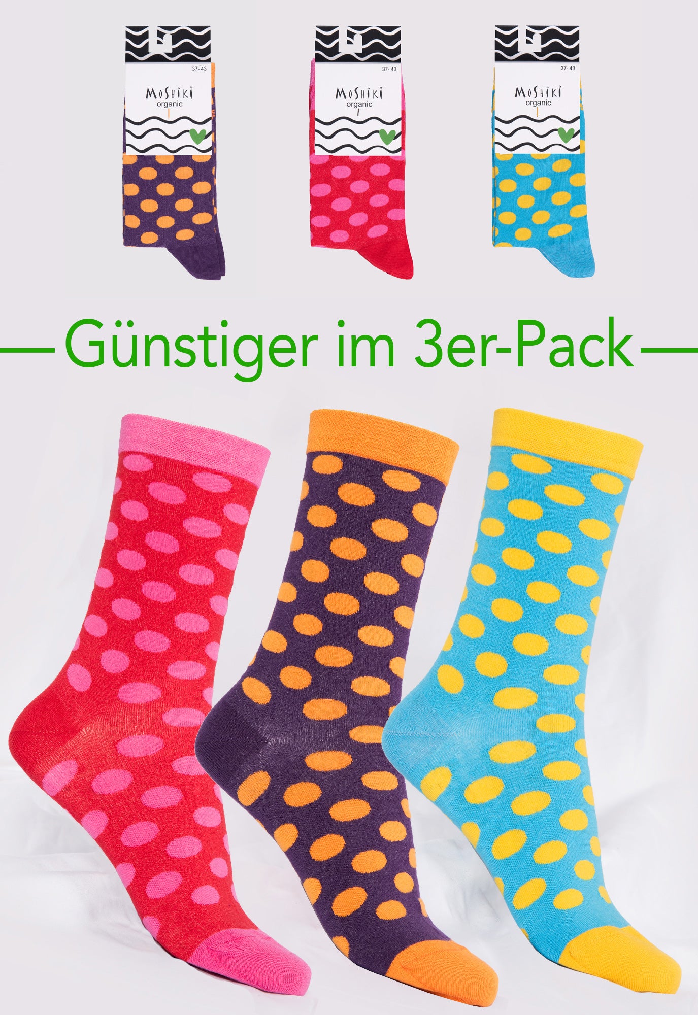 3-pack mix - socks made from organic cotton mix - Yofi Tofi Dots 3-pack mix - socks made from organic cotton mix - Yofi Tofi Dots