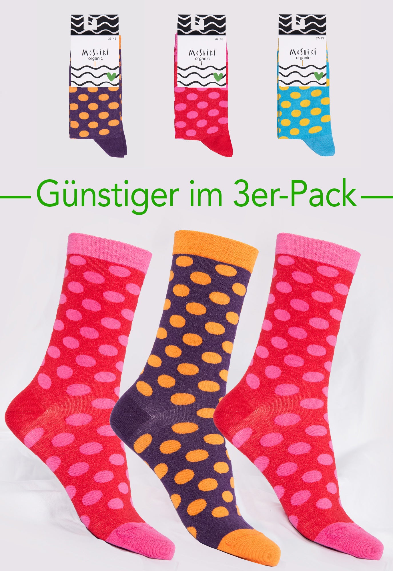 3-pack mix - socks made from organic cotton mix - Yofi Tofi Dots 3-pack mix - socks made from organic cotton mix - Yofi Tofi Dots