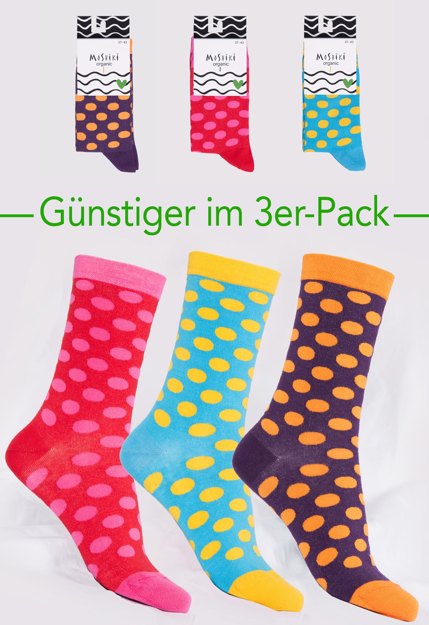 3-pack mix - socks made from organic cotton mix - Yofi Tofi Dots 3-pack mix - socks made from organic cotton mix - Yofi Tofi Dots