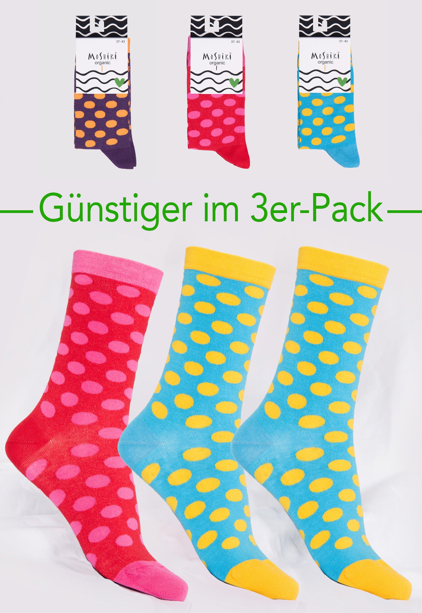 3-pack mix - socks made from organic cotton mix - Yofi Tofi Dots 3-pack mix - socks made from organic cotton mix - Yofi Tofi Dots
