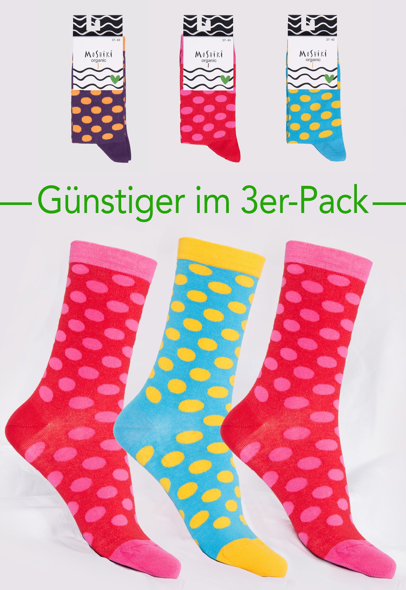 3-pack mix - socks made from organic cotton mix - Yofi Tofi Dots 3-pack mix - socks made from organic cotton mix - Yofi Tofi Dots