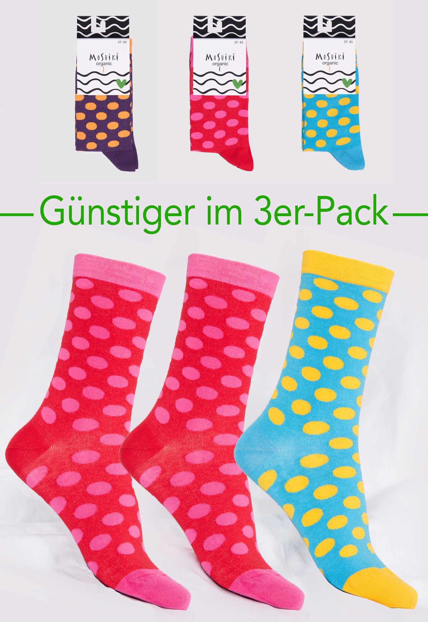3-pack mix - socks made from organic cotton mix - Yofi Tofi Dots 3-pack mix - socks made from organic cotton mix - Yofi Tofi Dots