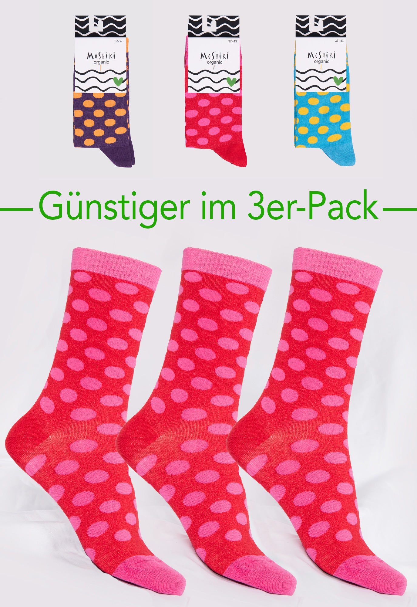 3-pack mix - socks made from organic cotton mix - Yofi Tofi Dots 3-pack mix - socks made from organic cotton mix - Yofi Tofi Dots