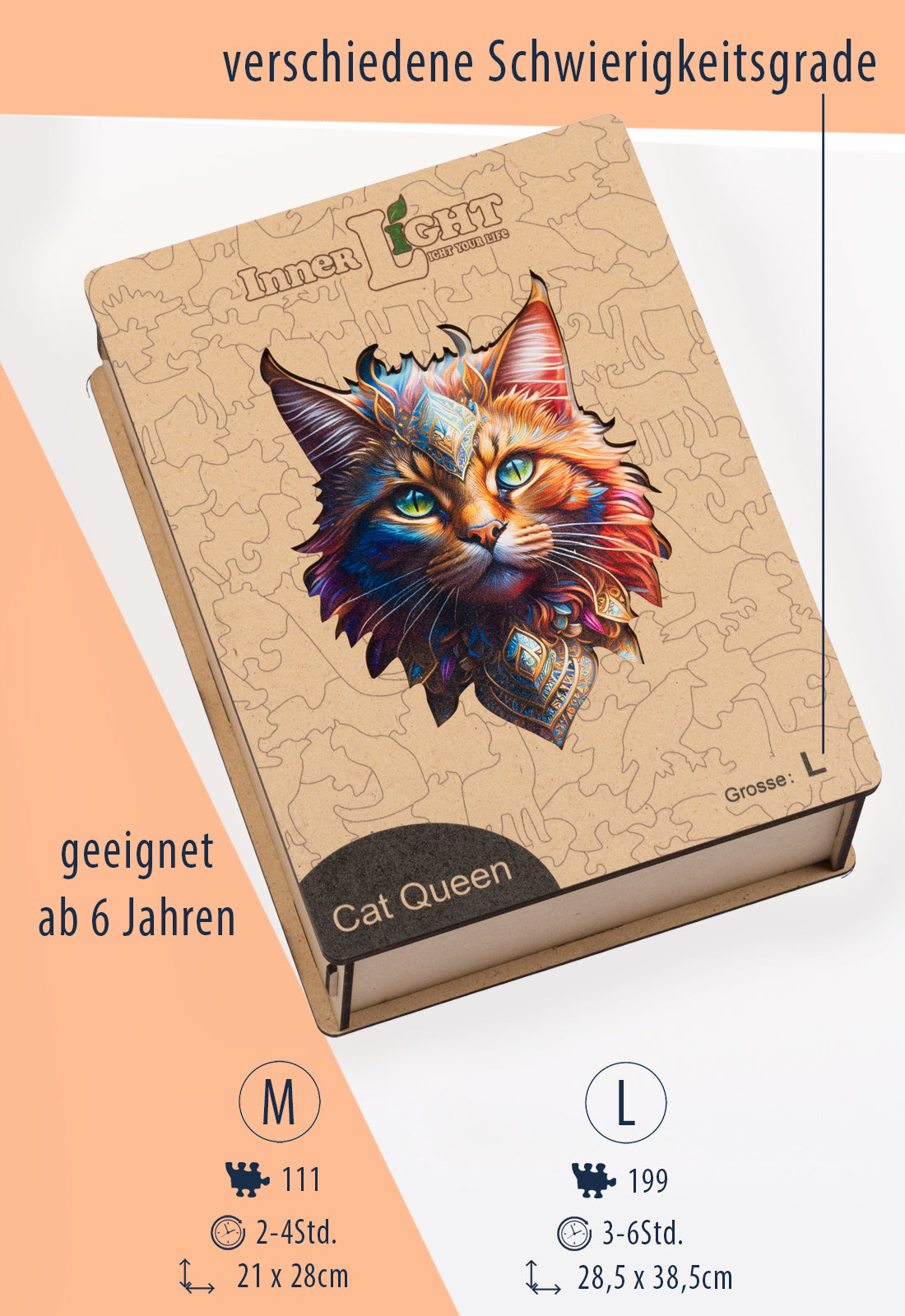 Cat Queen – Mystisches Katzenmotiv als hochwertiges Holzpuzzle Cat Queen – Mystisches Katzenmotiv als hochwertiges Holzpuzzle