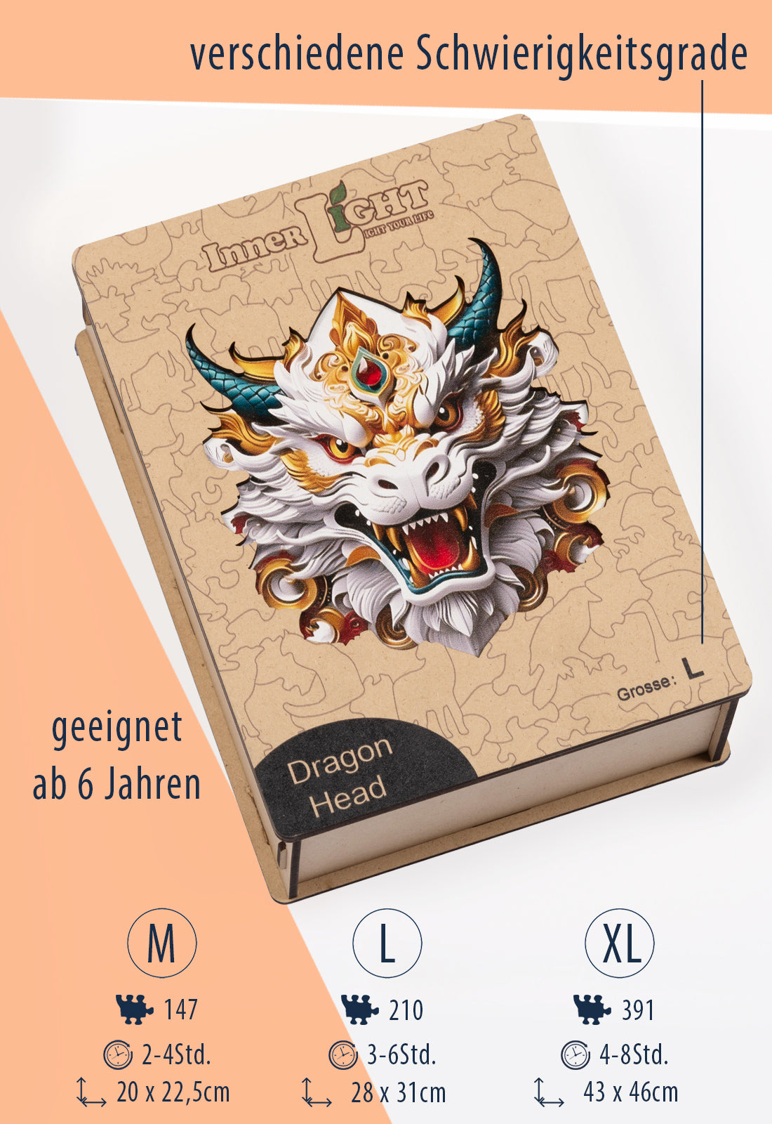 Dragon Head – Kraftvolles Drachenmotiv als hochwertiges Holzpuzzle Dragon Head – Kraftvolles Drachenmotiv als hochwertiges Holzpuzzle