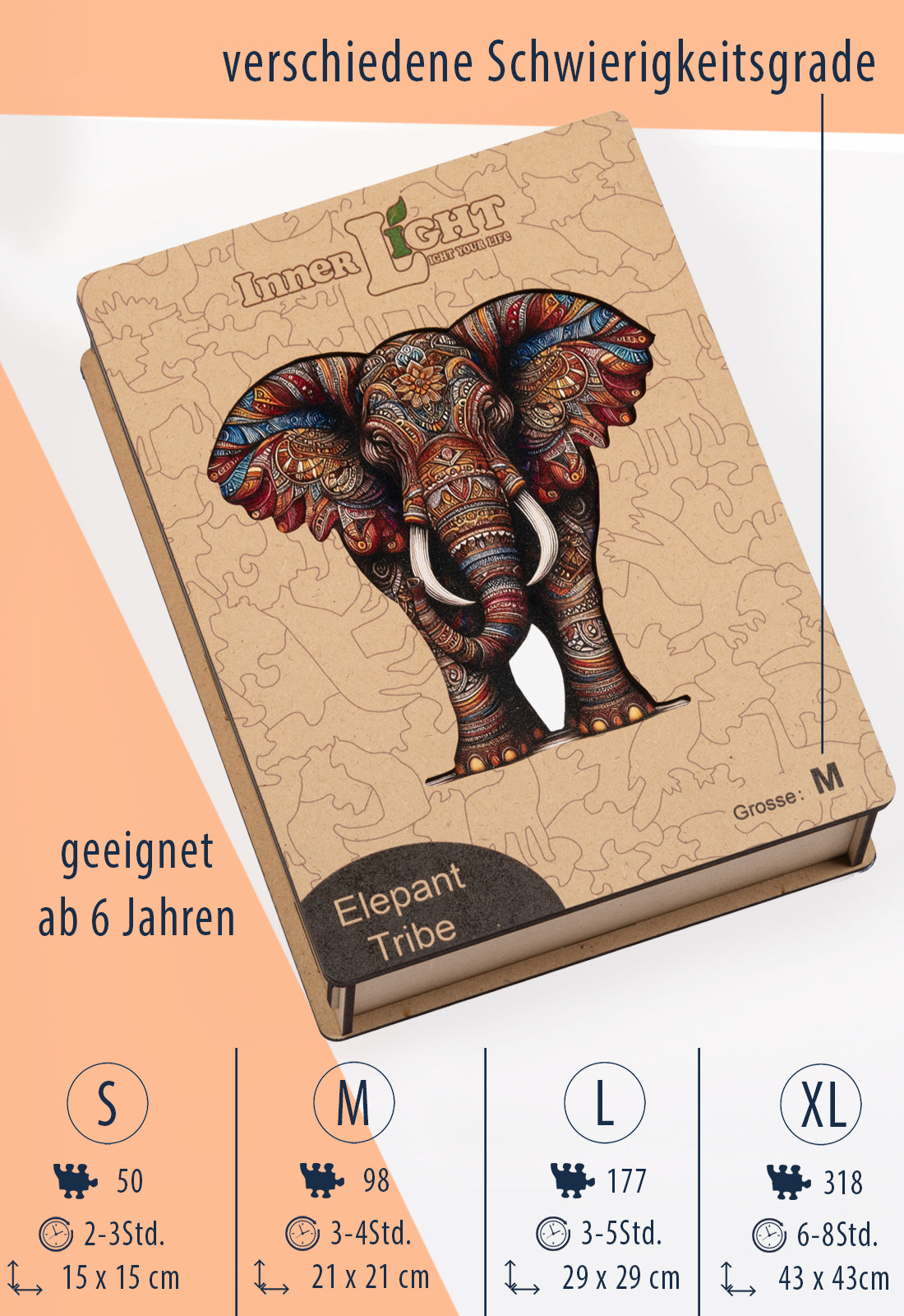 Elephant Tribe – Detailreiches Elefantenmotiv als hochwertiges Holzpuzzle Elephant Tribe – Detailreiches Elefantenmotiv als hochwertiges Holzpuzzle