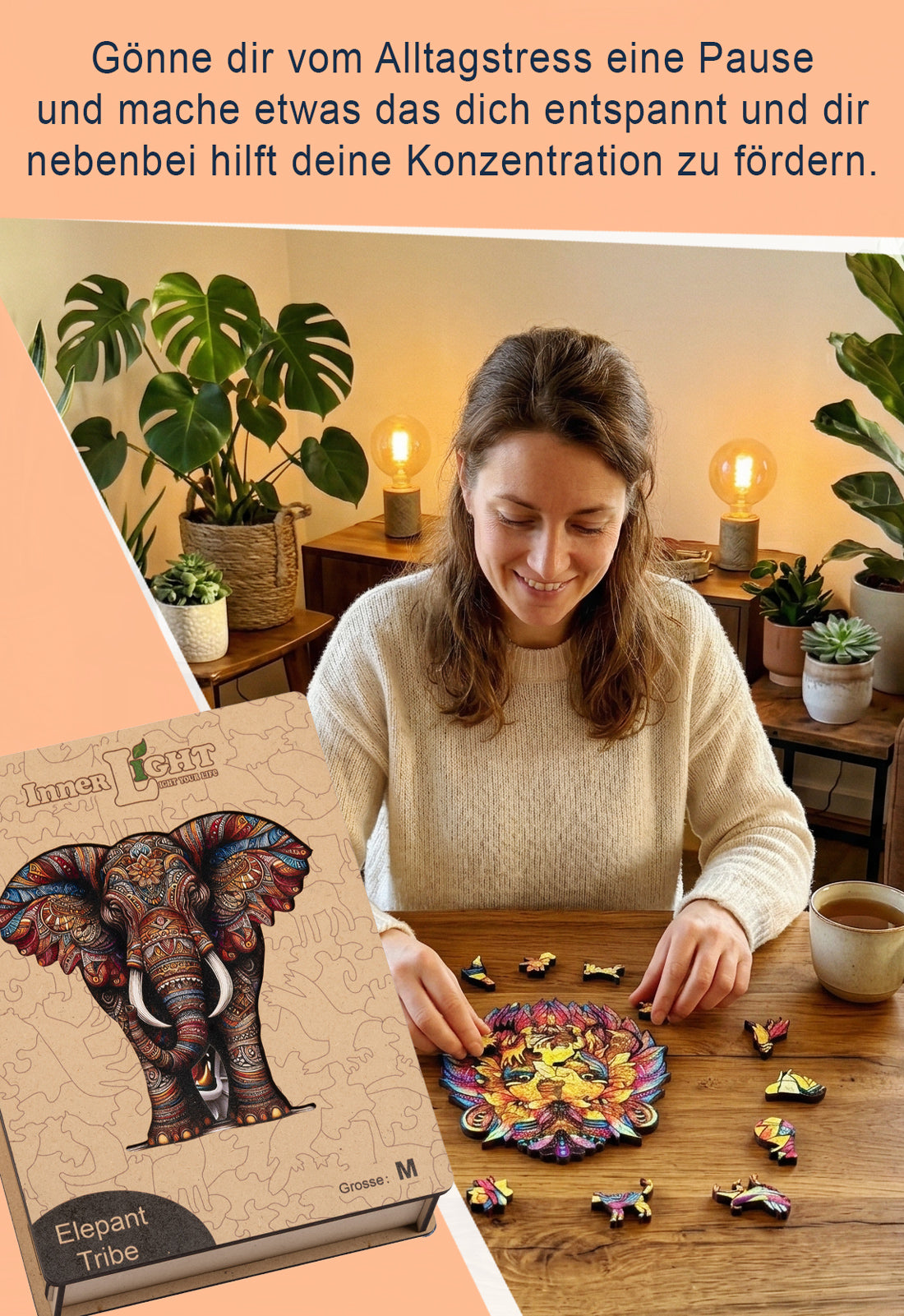Elephant Tribe – Detailreiches Elefantenmotiv als hochwertiges Holzpuzzle Elephant Tribe – Detailreiches Elefantenmotiv als hochwertiges Holzpuzzle