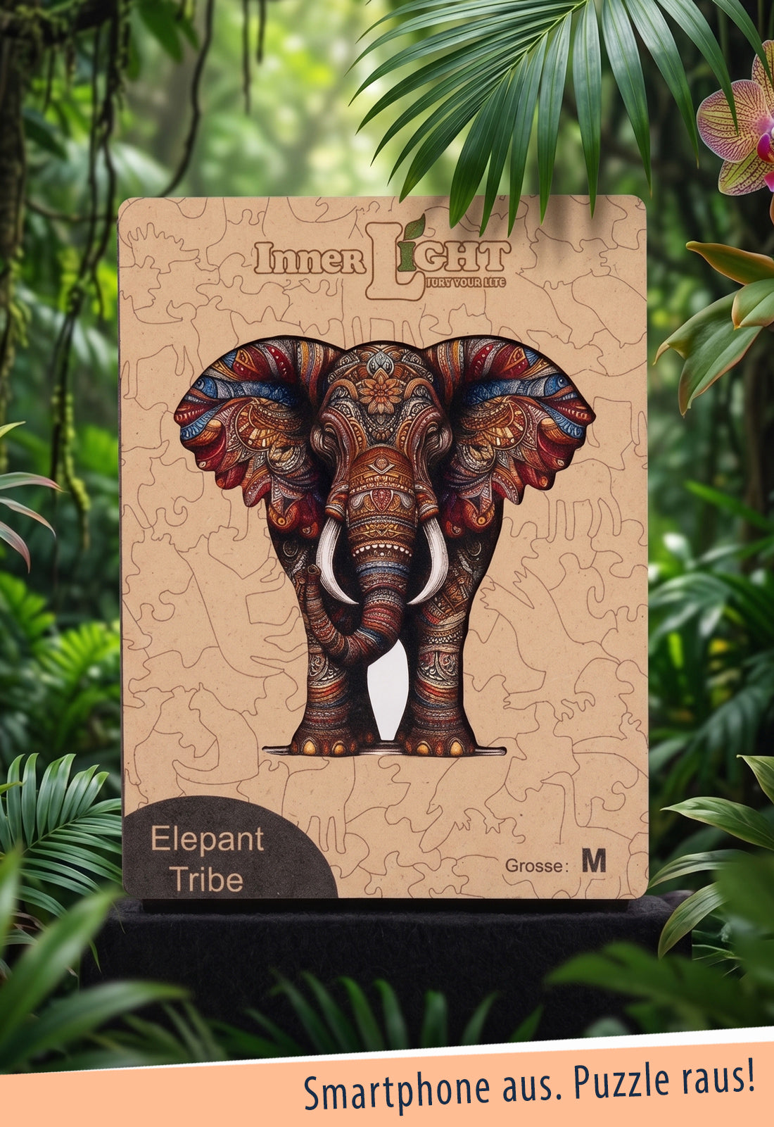 Elephant Tribe – Detailreiches Elefantenmotiv als hochwertiges Holzpuzzle Elephant Tribe – Detailreiches Elefantenmotiv als hochwertiges Holzpuzzle