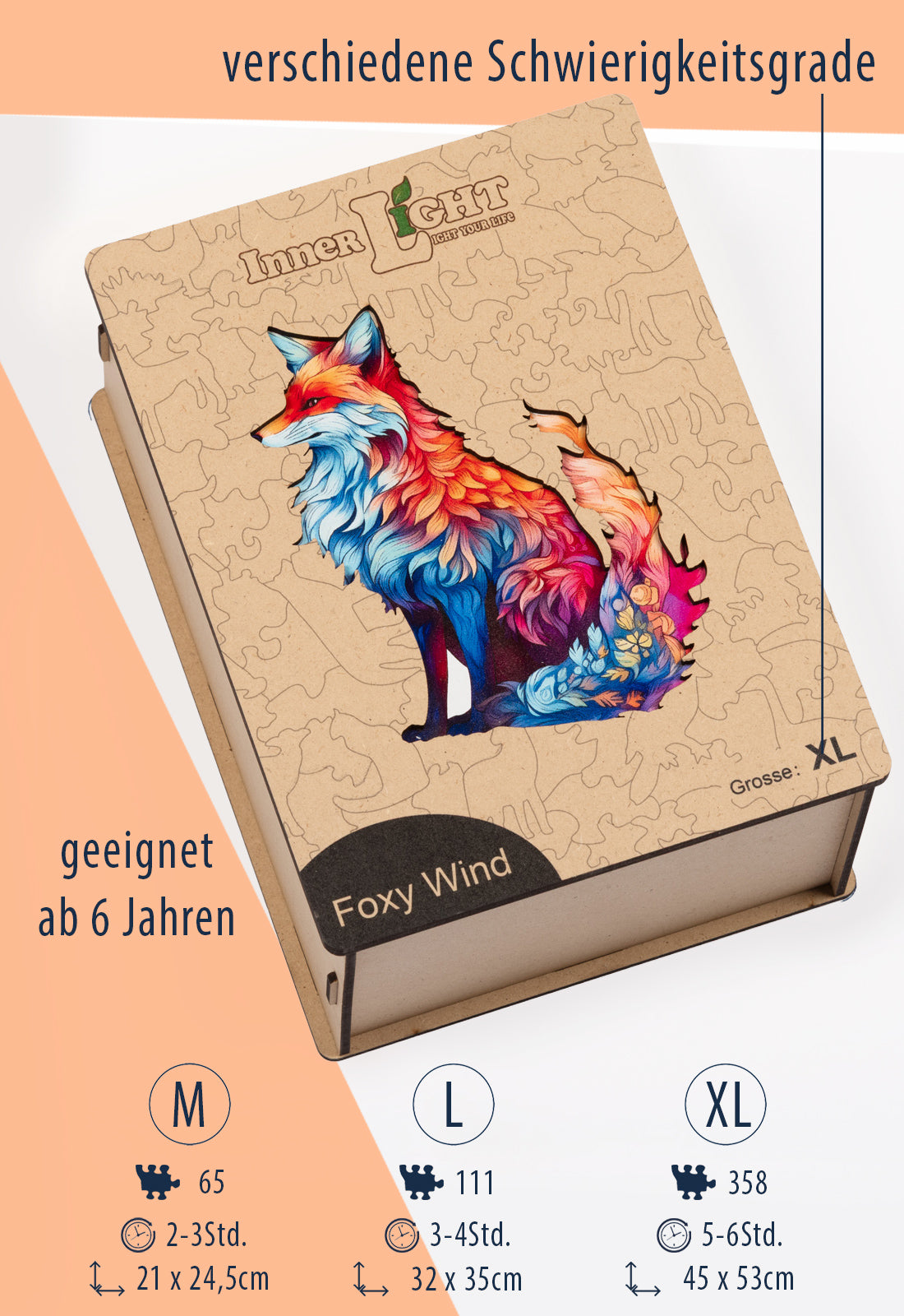 Foxy Wind – Ausdrucksstarkes Fuchsmotiv als hochwertiges Holzpuzzle Foxy Wind – Ausdrucksstarkes Fuchsmotiv als hochwertiges Holzpuzzle