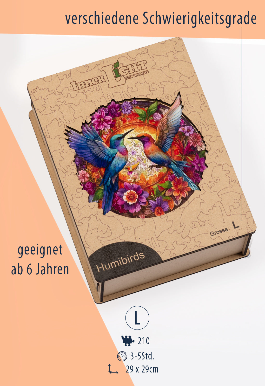 Humibirds – Farbenfrohes Kolibri-Motiv als hochwertiges Holzpuzzle Humibirds – Farbenfrohes Kolibri-Motiv als hochwertiges Holzpuzzle