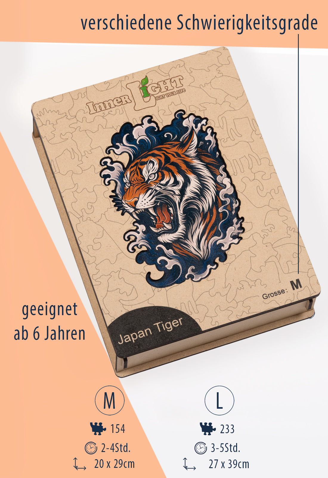 Japan Tiger – Dynamisches Tigermotiv als hochwertiges Holzpuzzle Japan Tiger – Dynamisches Tigermotiv als hochwertiges Holzpuzzle