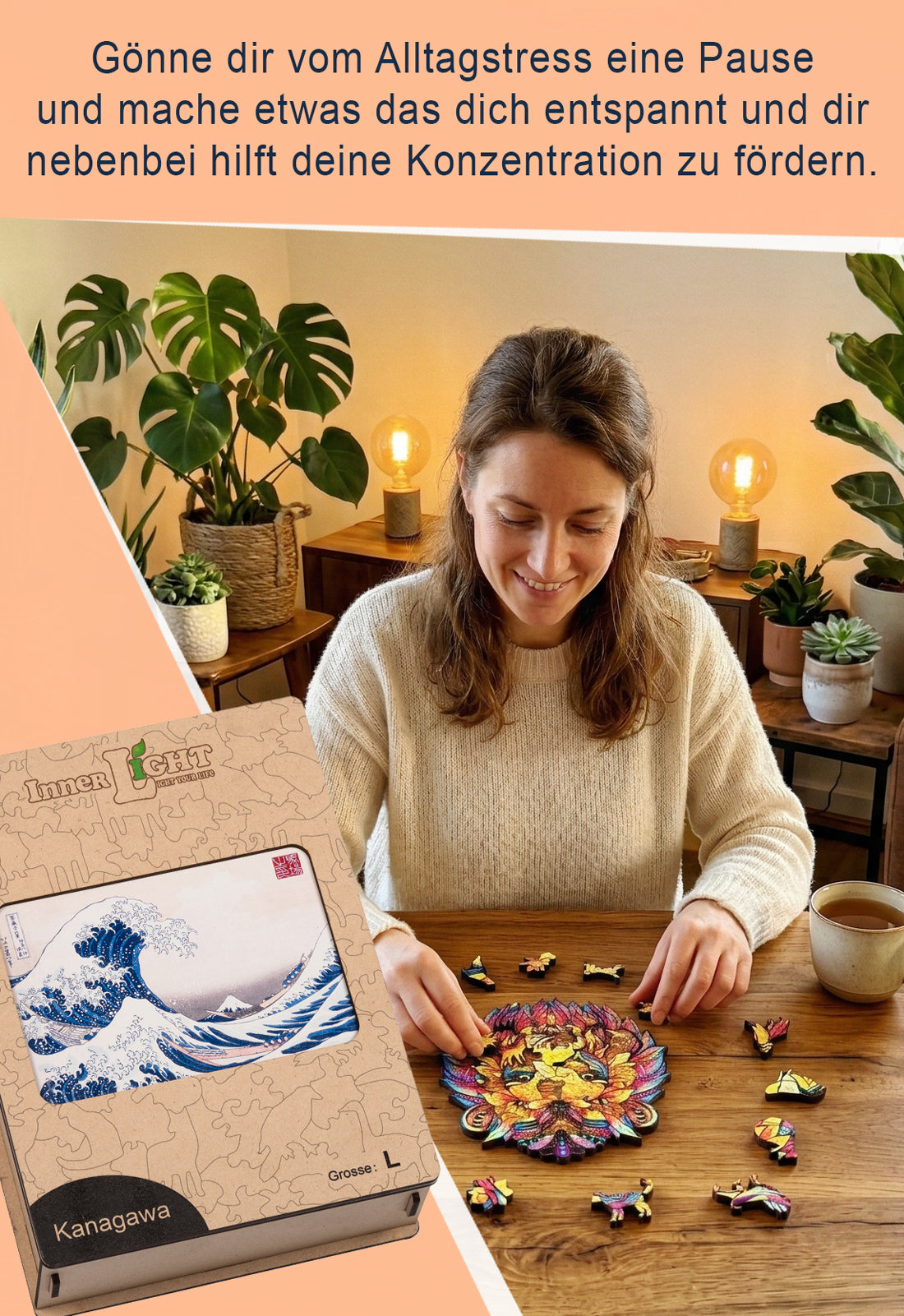 Kanagawa – Klassisches Wellenmotiv als hochwertiges Holzpuzzle Kanagawa – Klassisches Wellenmotiv als hochwertiges Holzpuzzle