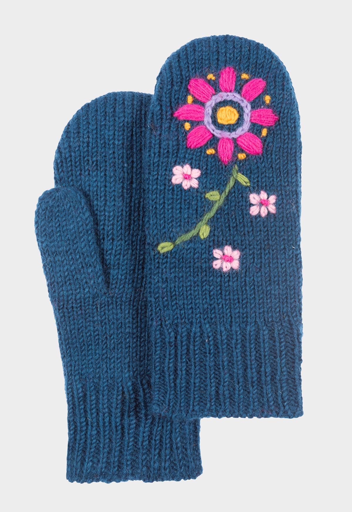 Kaviri Mittens – handgemachte Wollfäustlinge mit floraler Stickerei Kaviri Mittens – handgemachte Wollfäustlinge mit floraler Stickerei