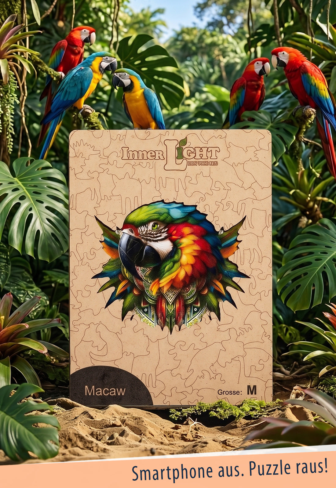 Macaw – Farbenprächtiges Papageienmotiv als hochwertiges Holzpuzzle Macaw – Farbenprächtiges Papageienmotiv als hochwertiges Holzpuzzle