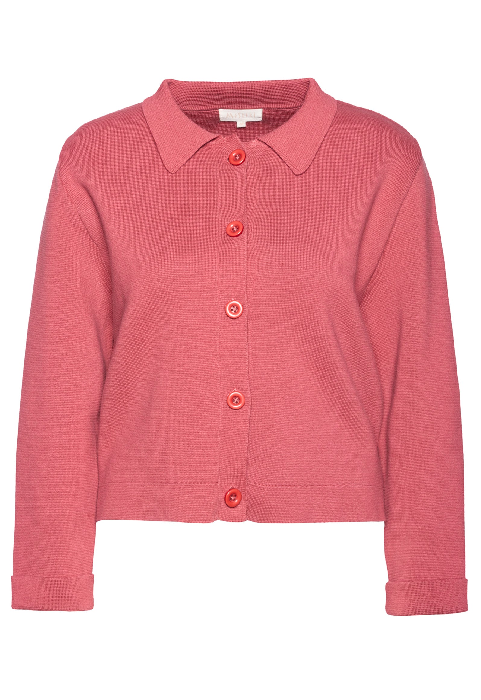 Meruna Jacket – GOTS Strickjacke aus 100 % Biobaumwolle mit Blusenkragen Meruna Jacket – GOTS Strickjacke aus 100 % Biobaumwolle mit Blusenkragen
