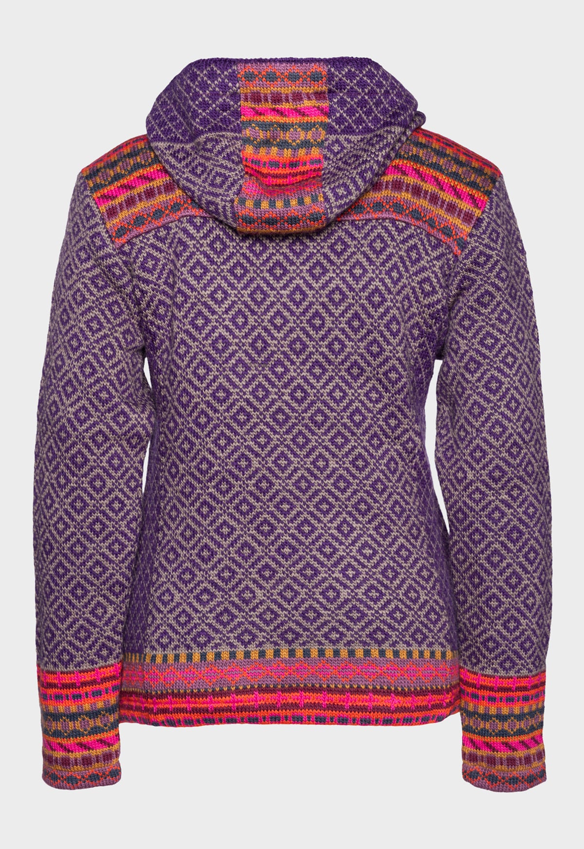 Miranya Jacket – gemusterte Wolljacke mit Kapuze und Plüschfutter Miranya Jacket – gemusterte Wolljacke mit Kapuze und Plüschfutter