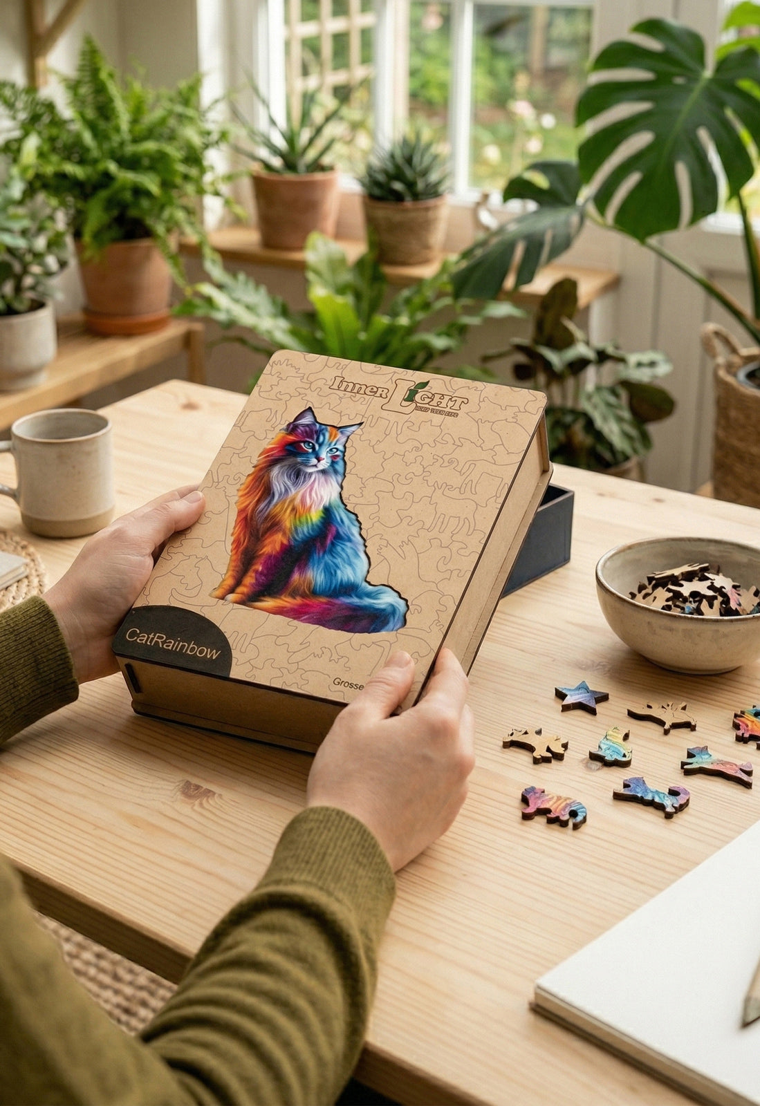 Cat Rainbow – Farbenfrohes Katzenmotiv als hochwertiges Holzpuzzle Cat Rainbow – Farbenfrohes Katzenmotiv als hochwertiges Holzpuzzle