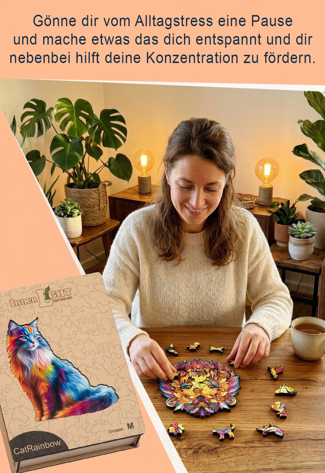 Cat Rainbow – Farbenfrohes Katzenmotiv als hochwertiges Holzpuzzle Cat Rainbow – Farbenfrohes Katzenmotiv als hochwertiges Holzpuzzle