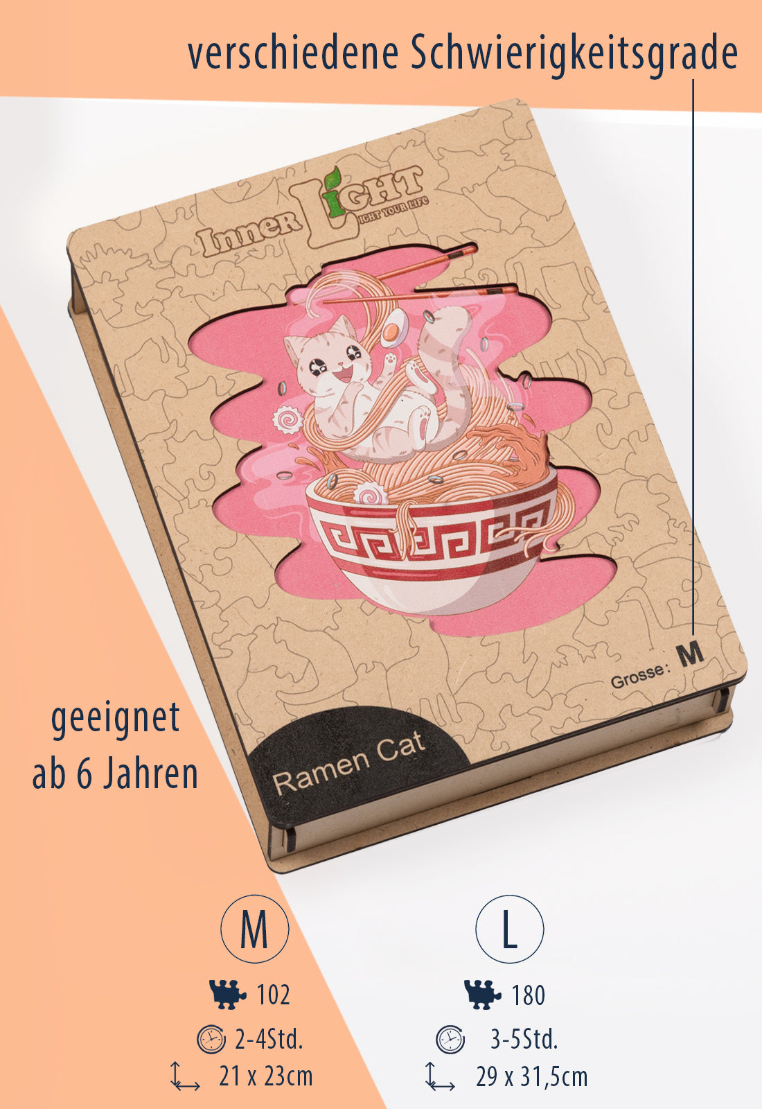 Ramen Cat – Verspieltes Katzenmotiv als hochwertiges Holzpuzzle Ramen Cat – Verspieltes Katzenmotiv als hochwertiges Holzpuzzle