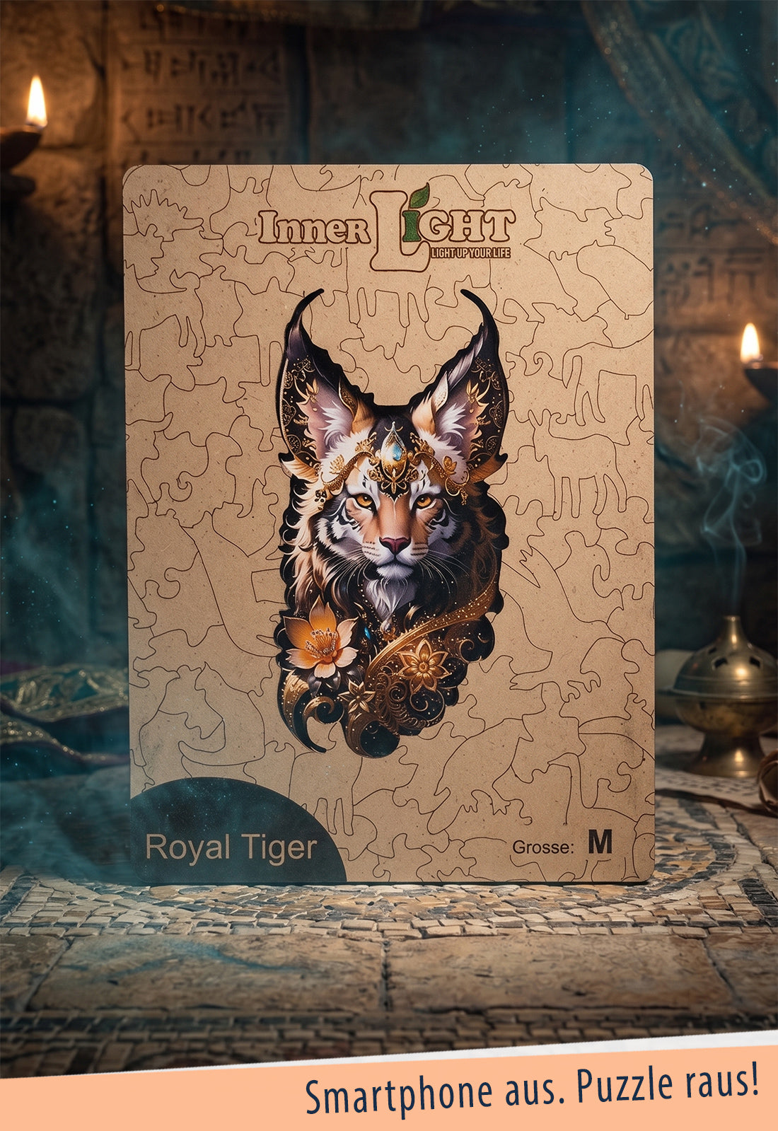 Royal Tiger – Elegantes Tigerporträt als hochwertiges Holzpuzzle Royal Tiger – Elegantes Tigerporträt als hochwertiges Holzpuzzle