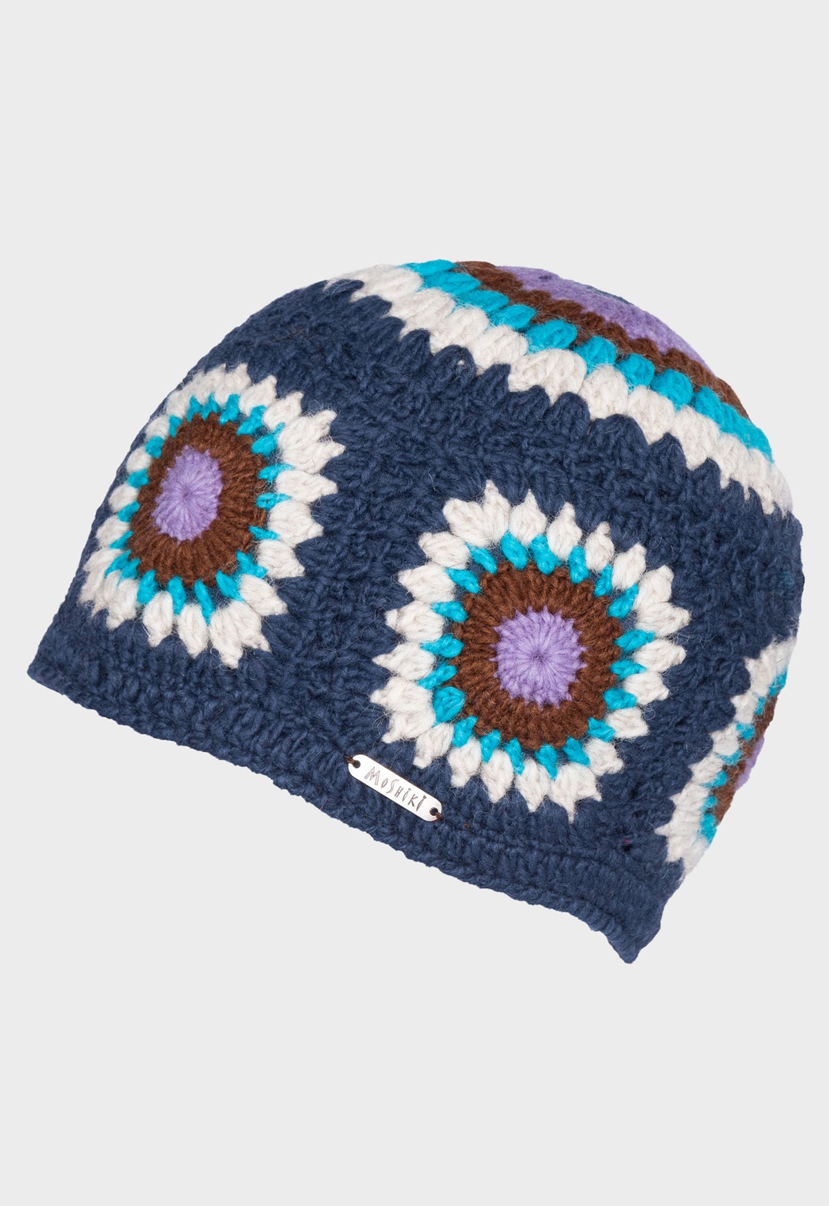 Ruva Beanie – Gehäkelte Wollmütze mit farbigen Applikationen Ruva Beanie – Gehäkelte Wollmütze mit farbigen Applikationen