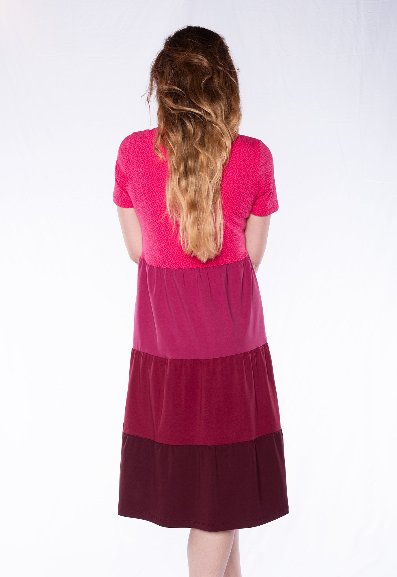 Long tiered dress with V-neck - S24Dress-G12 Long tiered dress with V-neck - S24Dress-G12