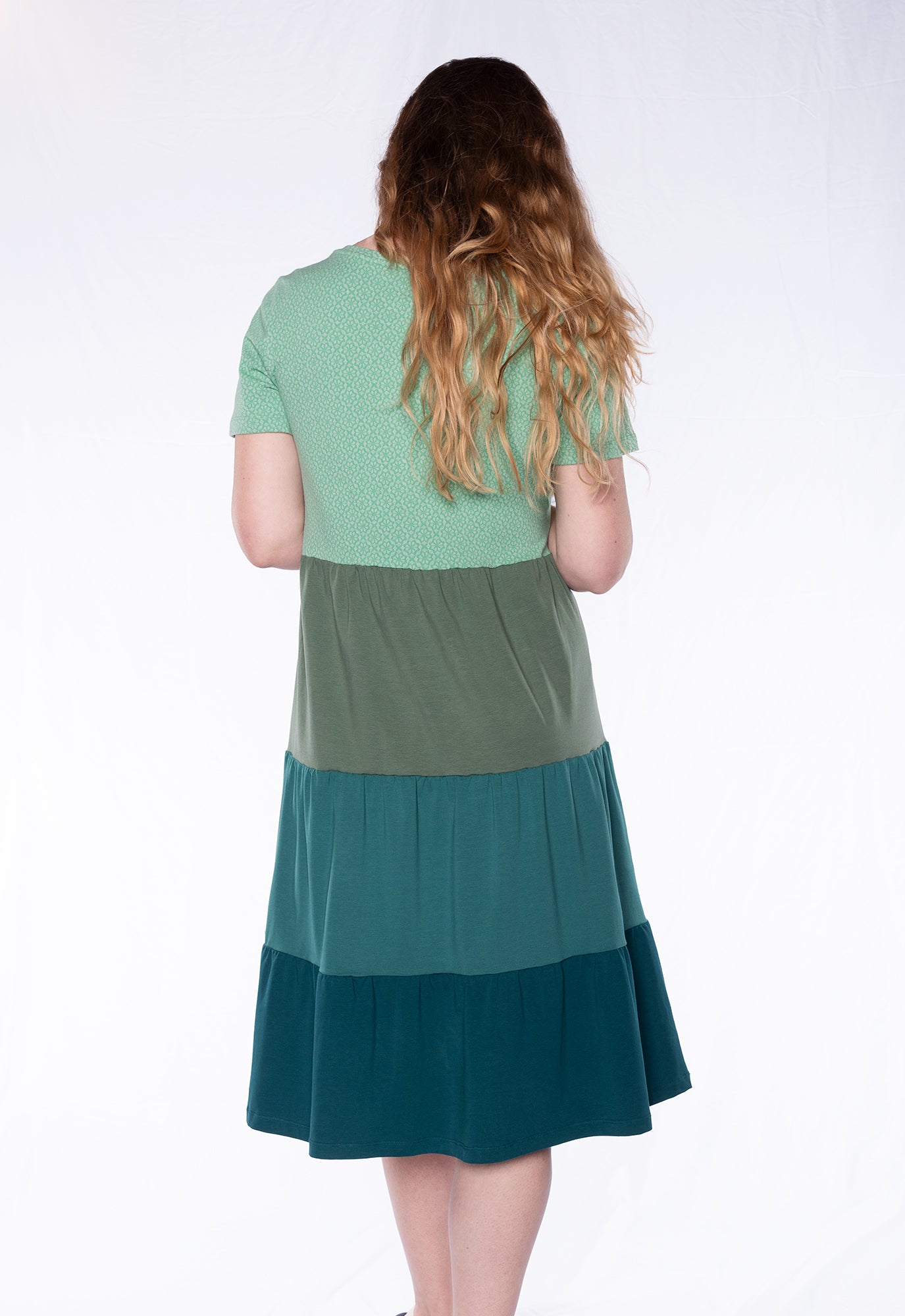 Long tiered dress with V-neck - S24Dress-G12 Long tiered dress with V-neck - S24Dress-G12