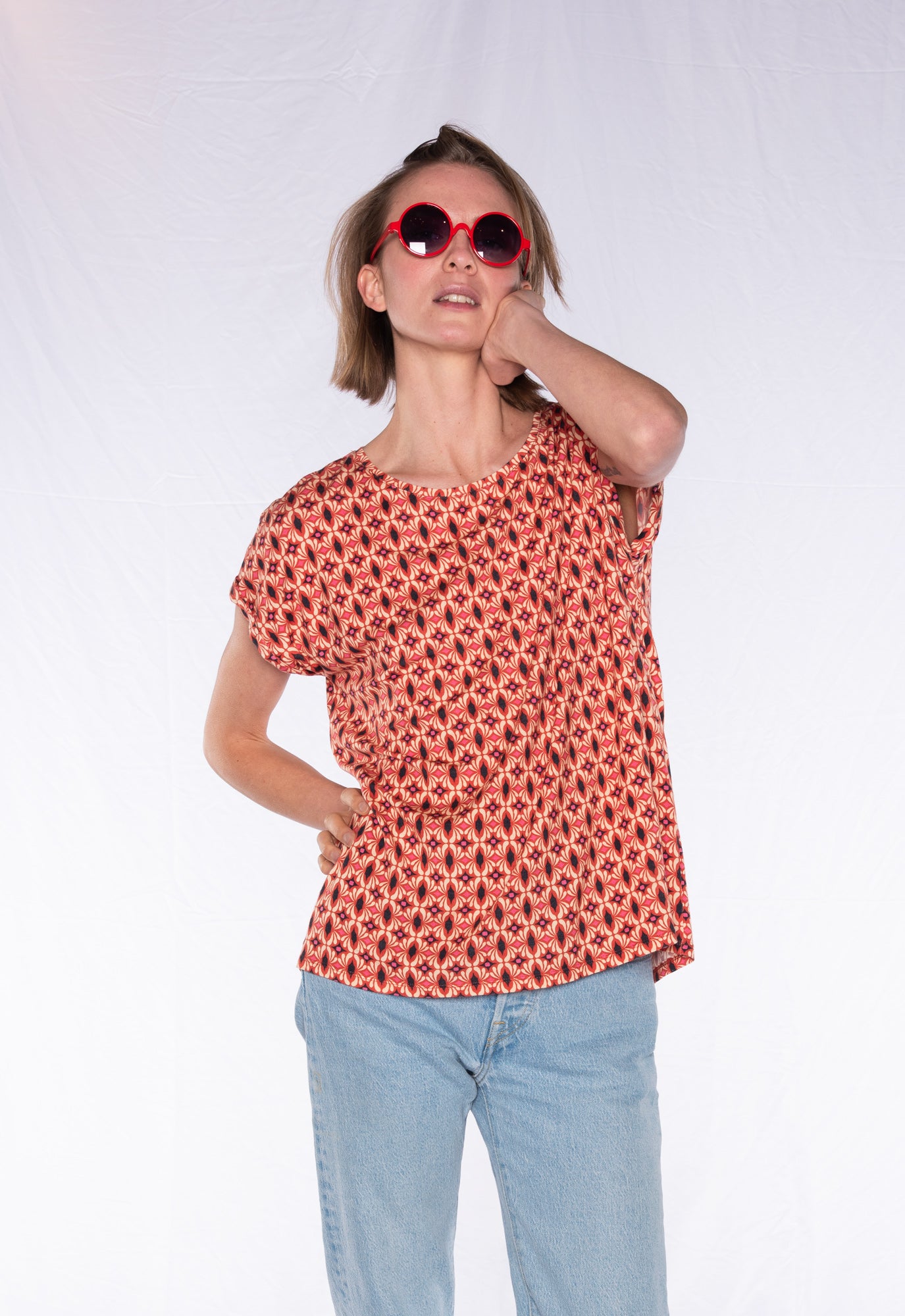 Boxy shirt with folded sleeves - S24Top-V3 Boxy shirt with folded sleeves - S24Top-V3