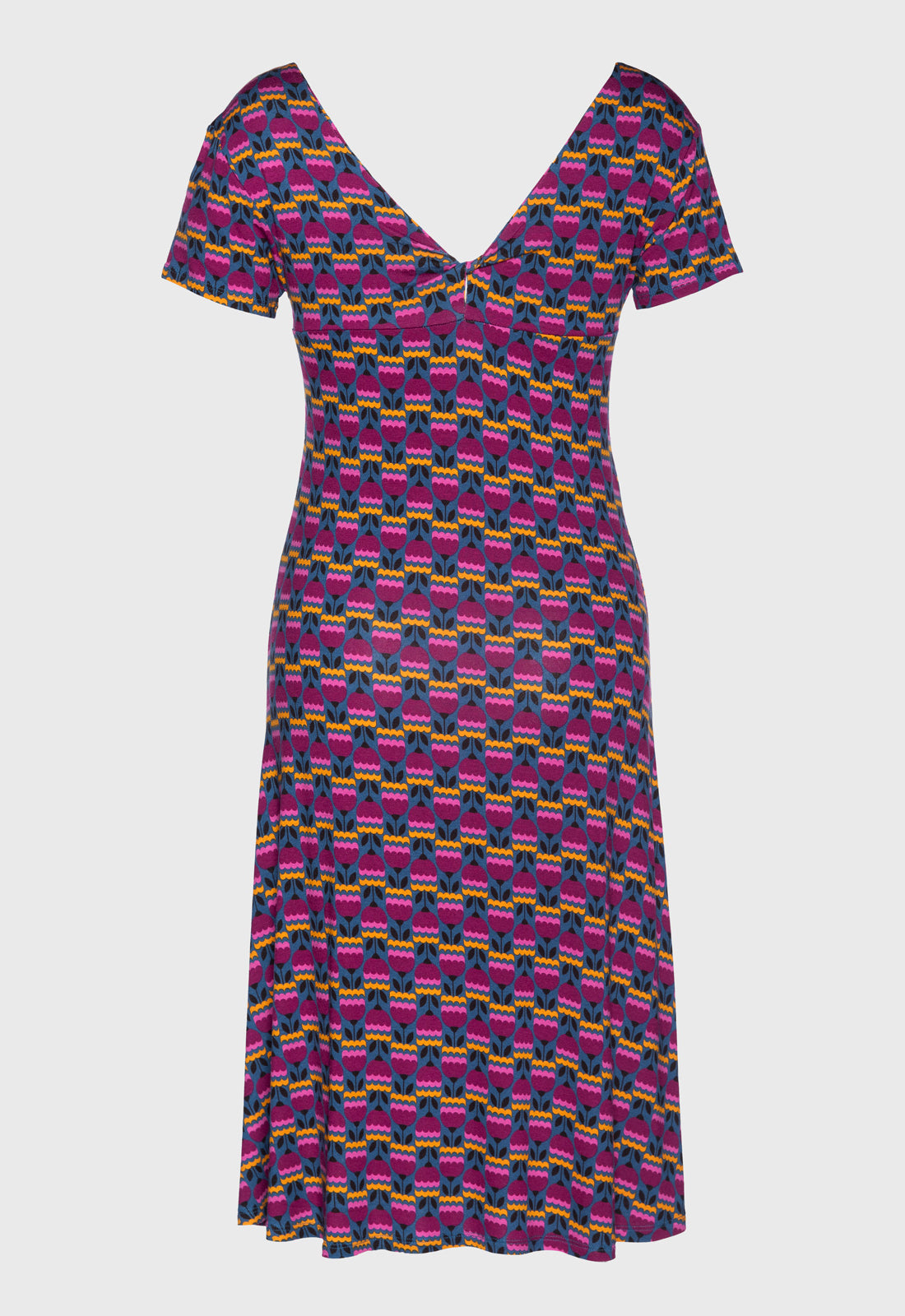 Elegant short-sleeved dress with twist detail - S25Dress-V1 Elegant short-sleeved dress with twist detail - S25Dress-V1