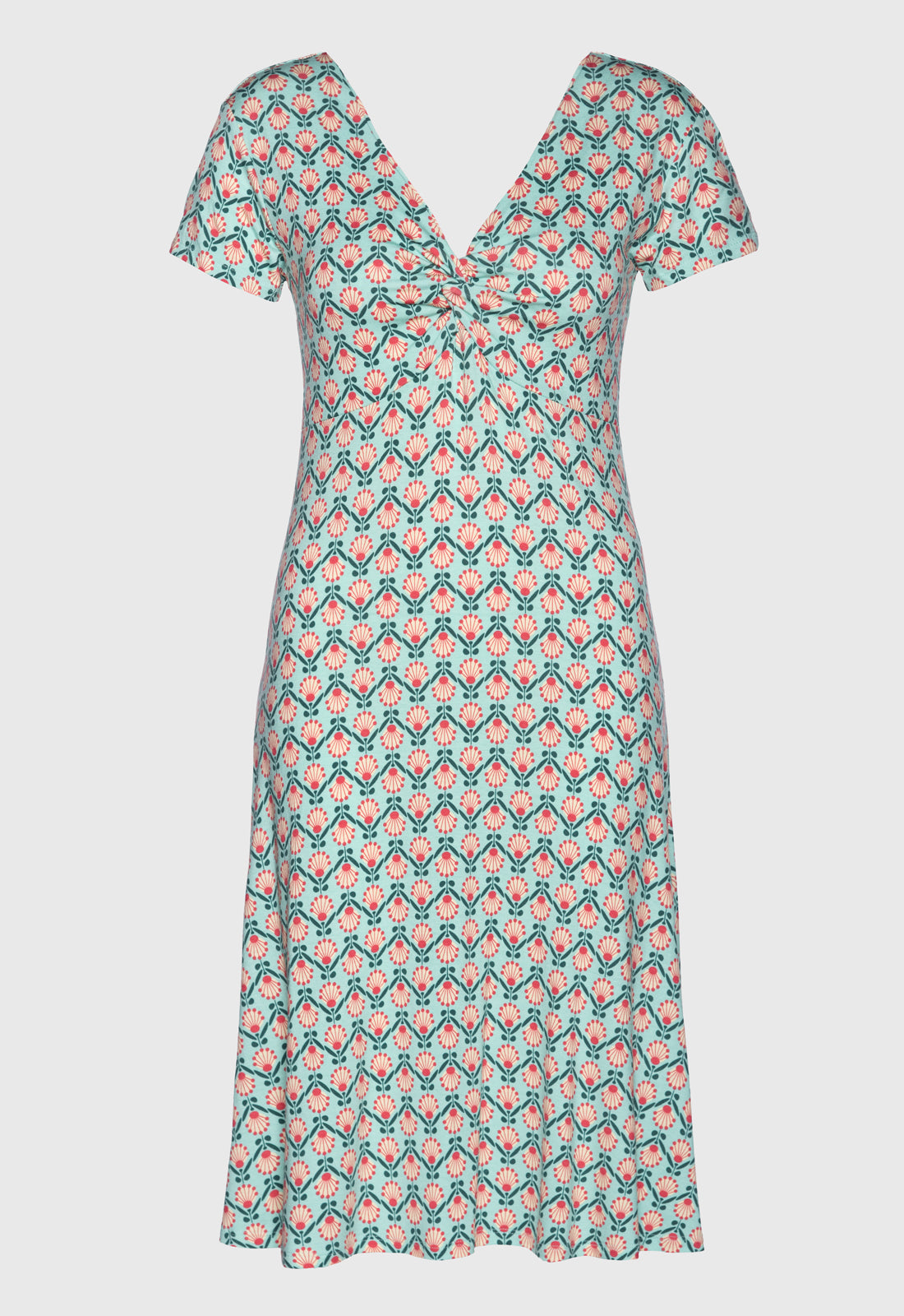 Elegant short-sleeved dress with twist detail - S25Dress-V1 Elegant short-sleeved dress with twist detail - S25Dress-V1