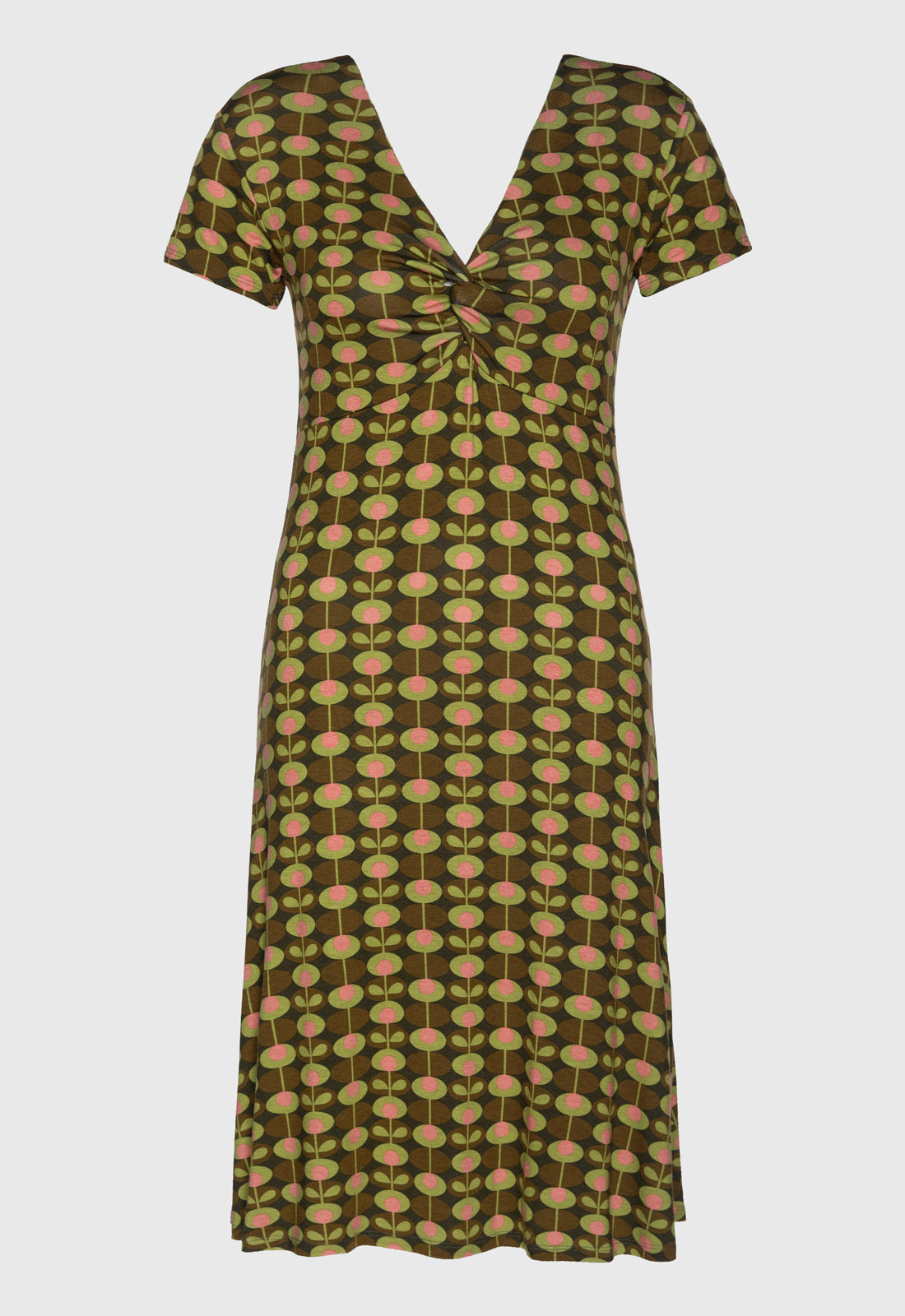 Elegant short-sleeved dress with twist detail - S25Dress-V1 Elegant short-sleeved dress with twist detail - S25Dress-V1