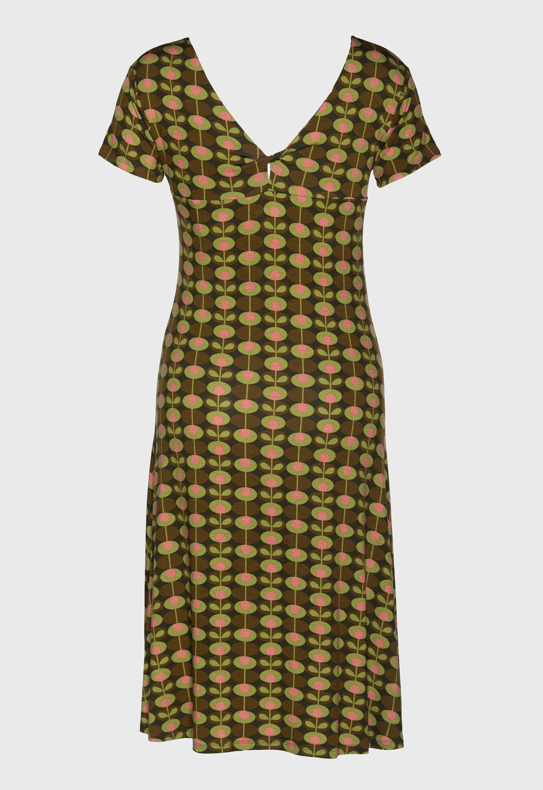 Elegant short-sleeved dress with twist detail - S25Dress-V1 Elegant short-sleeved dress with twist detail - S25Dress-V1