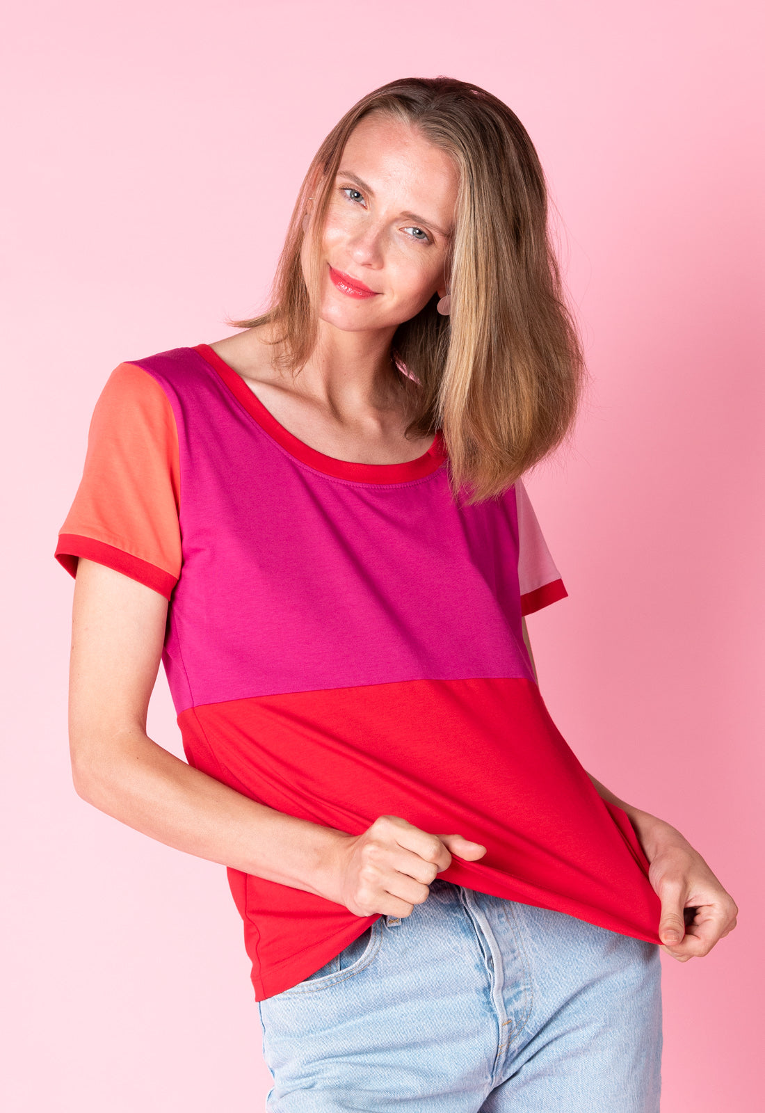 Buntes Patchwork-T-Shirt - S25Top-G6 Buntes Patchwork-T-Shirt - S25Top-G6