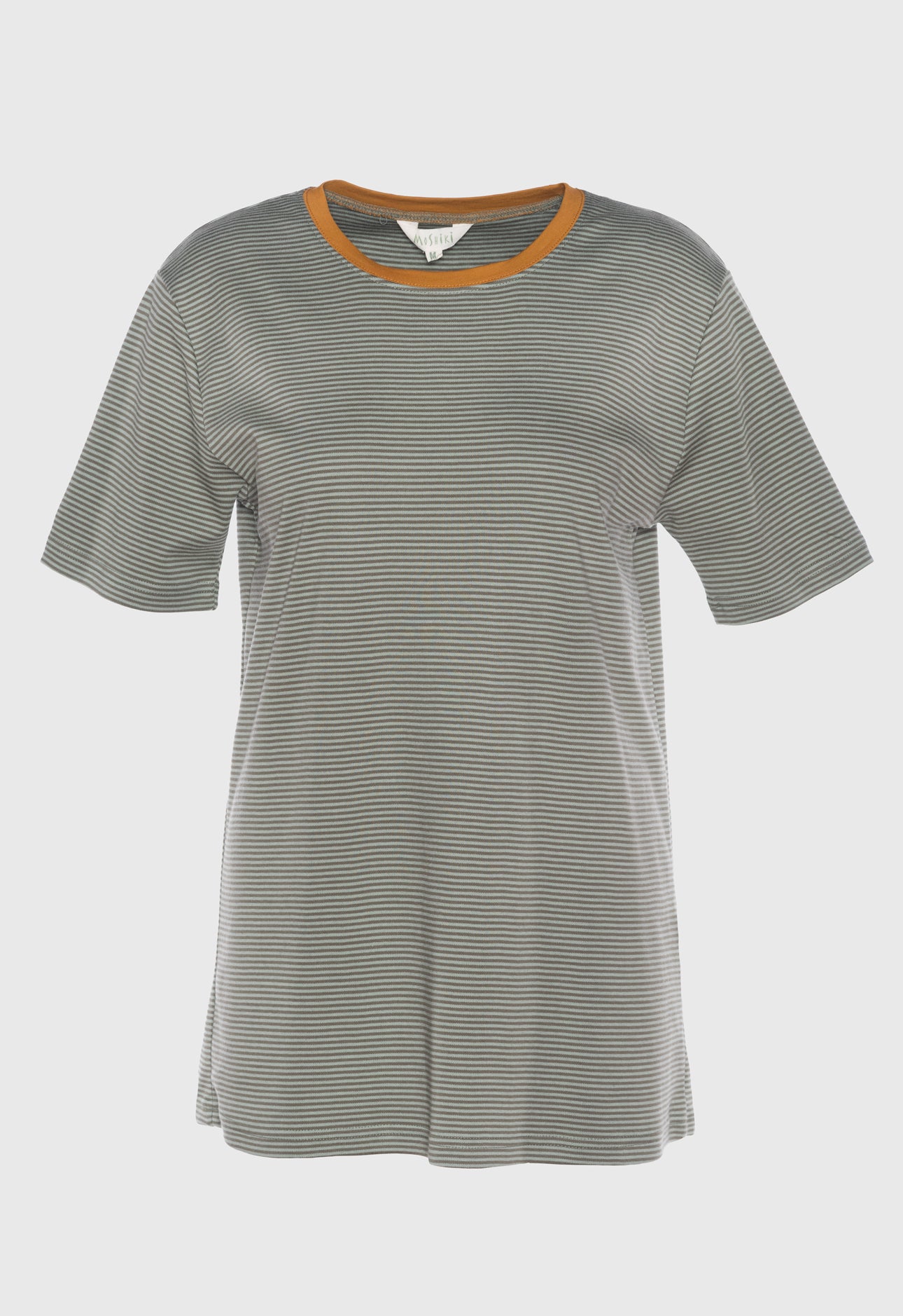 Gestreiftes T-Shirt mit Kontraststoff - S25Top-G7 Gestreiftes T-Shirt mit Kontraststoff - S25Top-G7