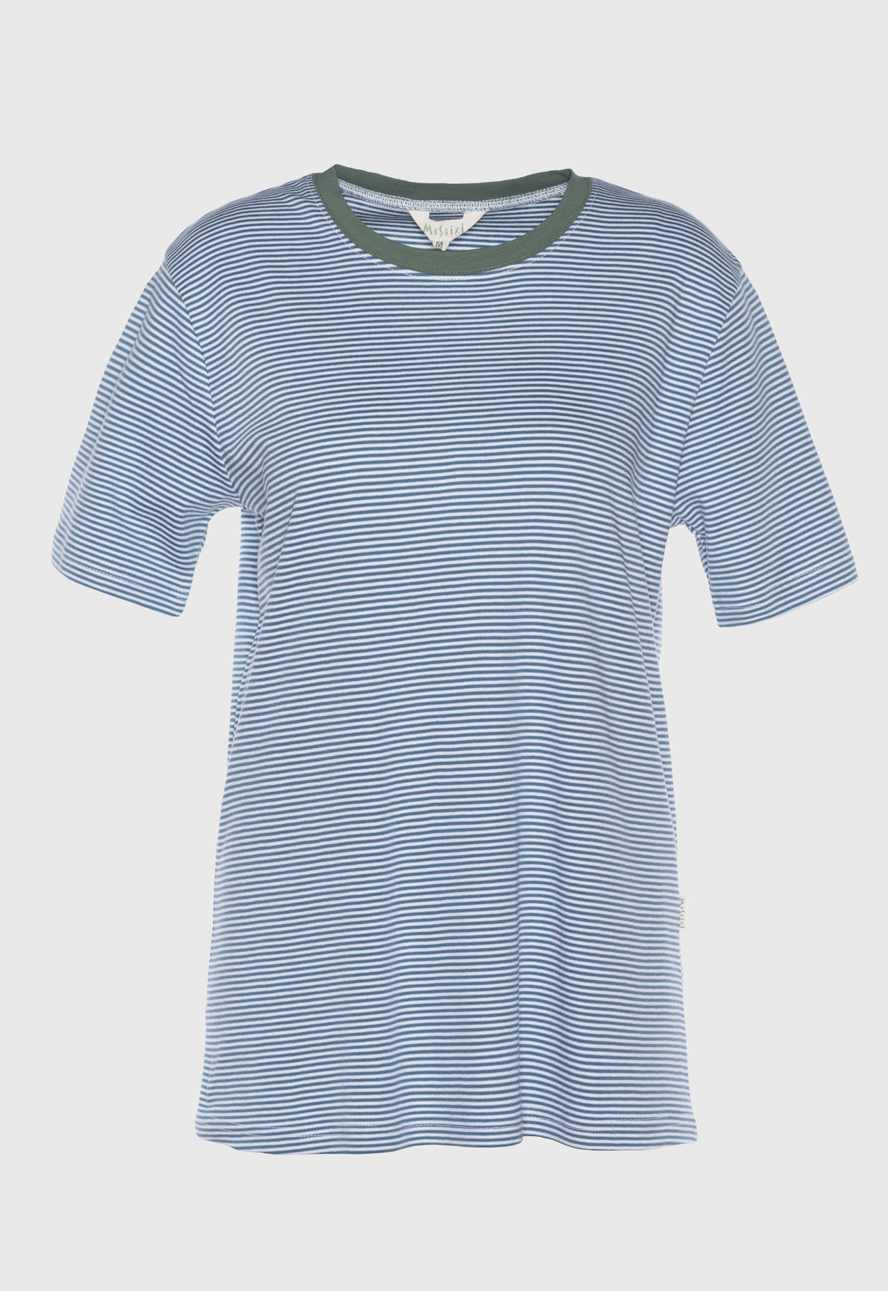 Gestreiftes T-Shirt mit Kontraststoff - S25Top-G7 Gestreiftes T-Shirt mit Kontraststoff - S25Top-G7