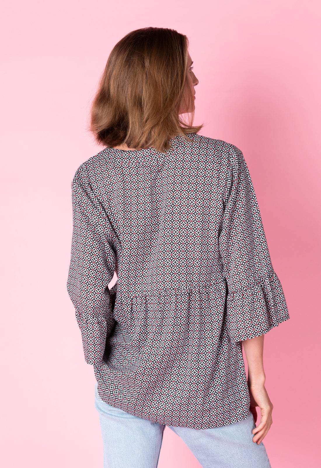 Kurze Tunika mit tiefem V-Ausschnitt - S25Top-R4 Kurze Tunika mit tiefem V-Ausschnitt - S25Top-R4